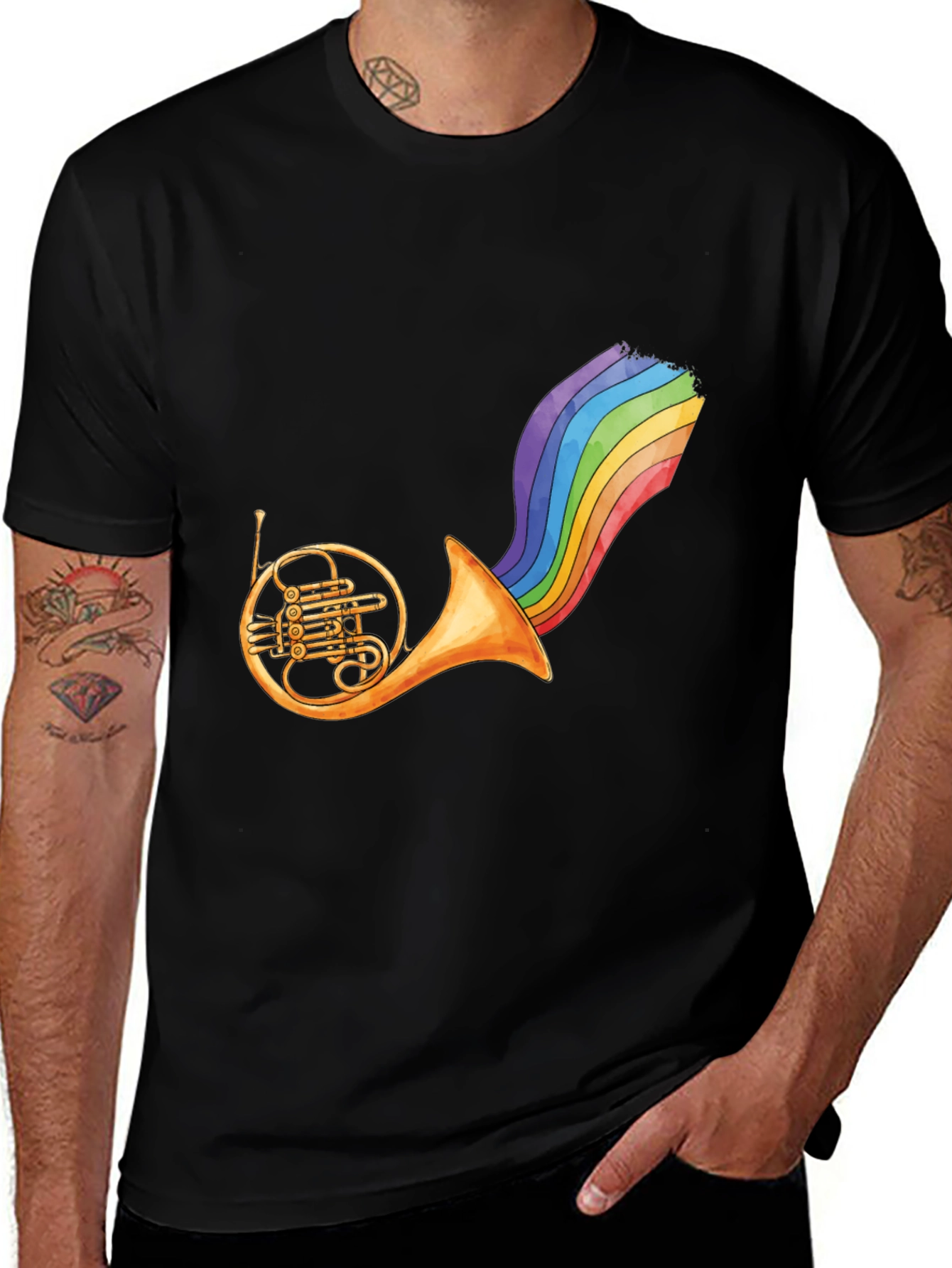 Variant 17 of French Horn Rainbow T-Shirt