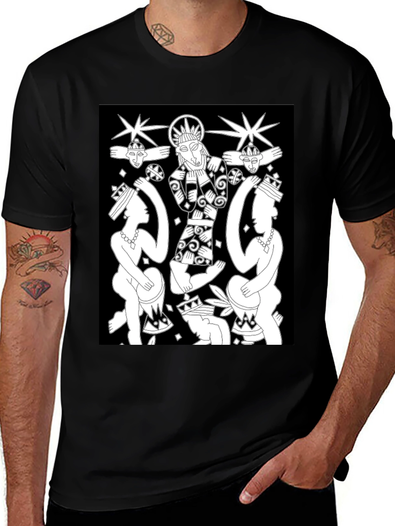 Variant 21 of Unique Graphic Print Black Tee