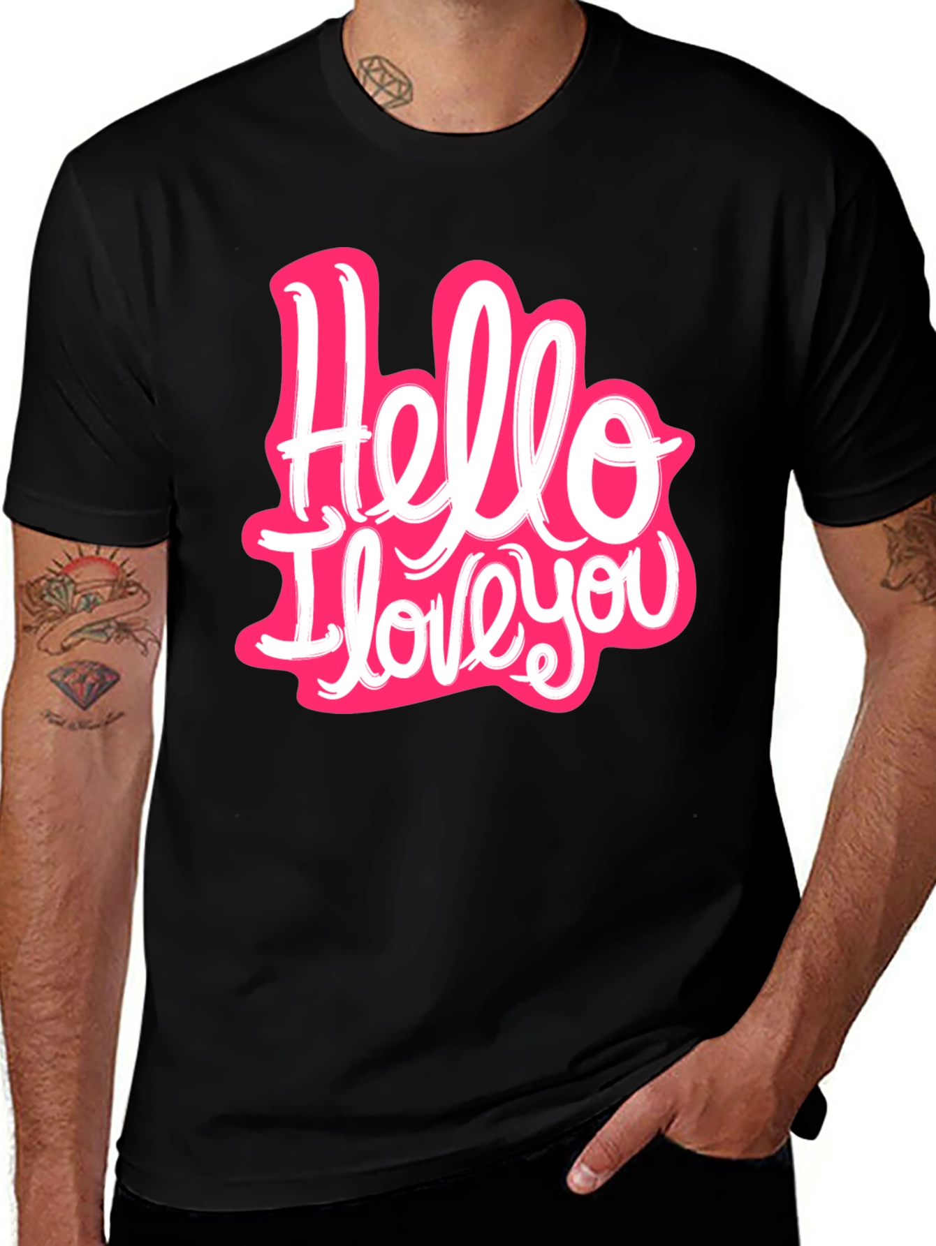 Variant 22 of Hello I Love You Graphic T-Shirt - Trendy Casual Wear