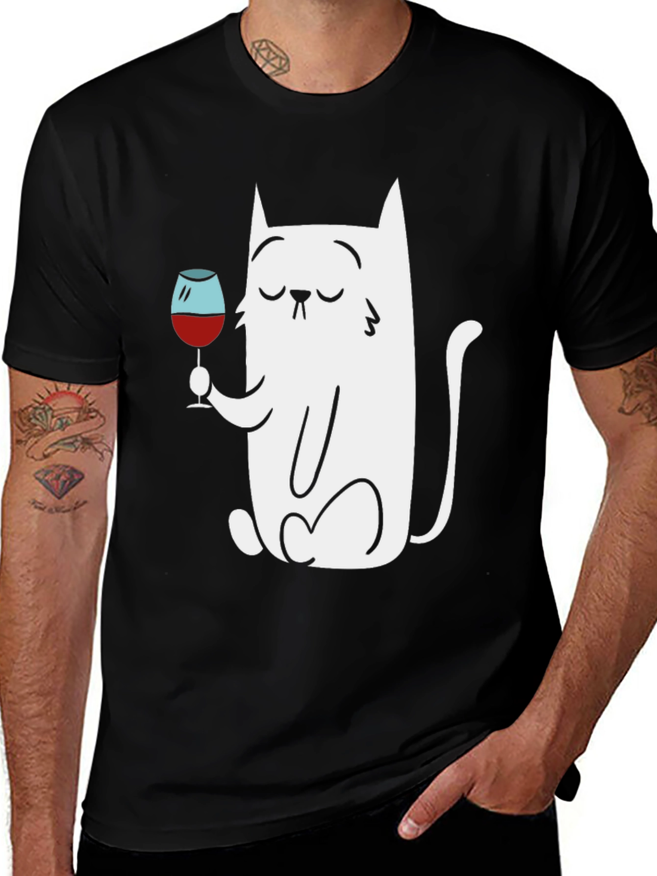 Variant 6 of Cat With Wine Glass Graphic T-Shirt