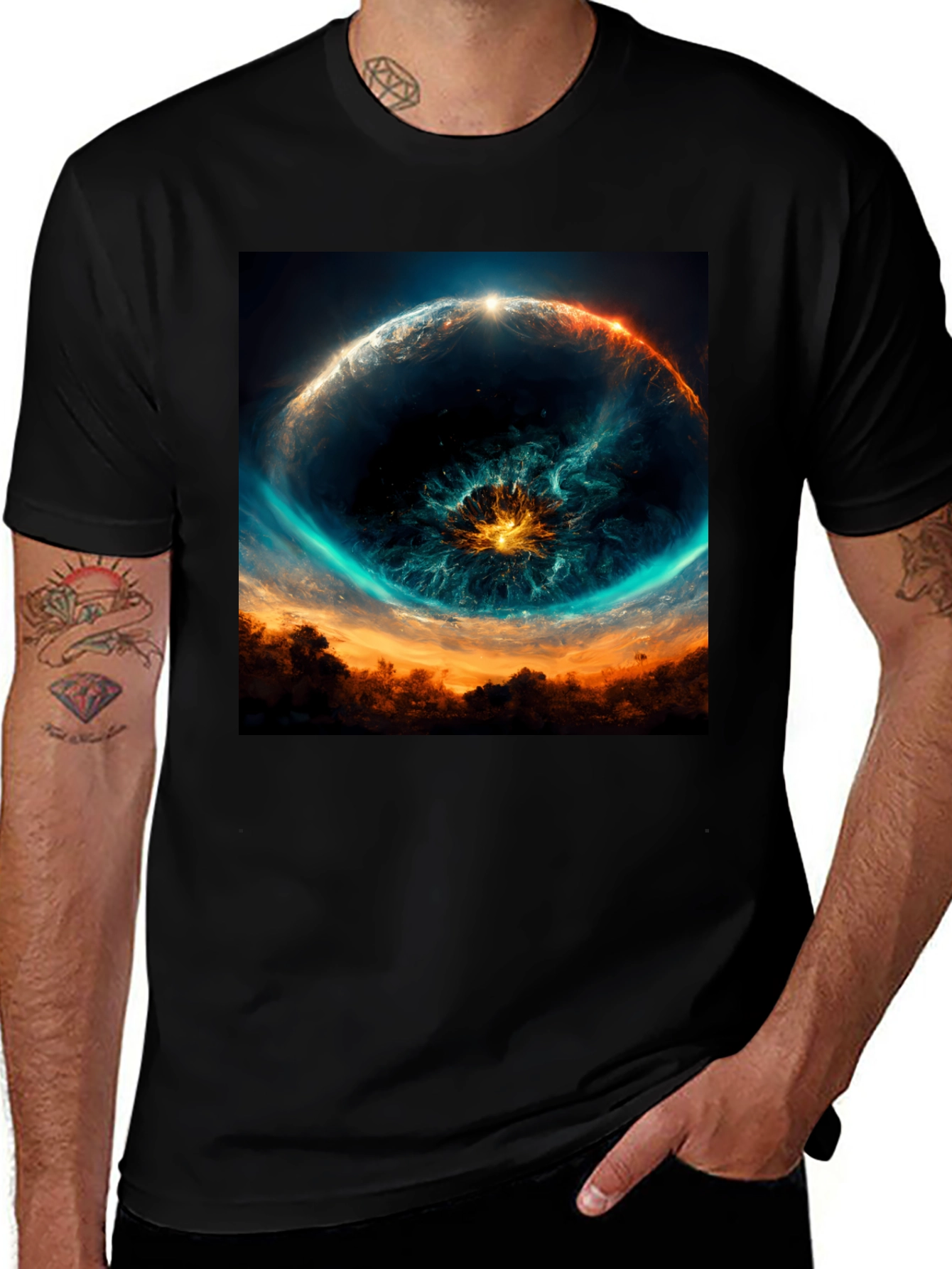 Vortex Graphic Tee - Abstract Universe Design
