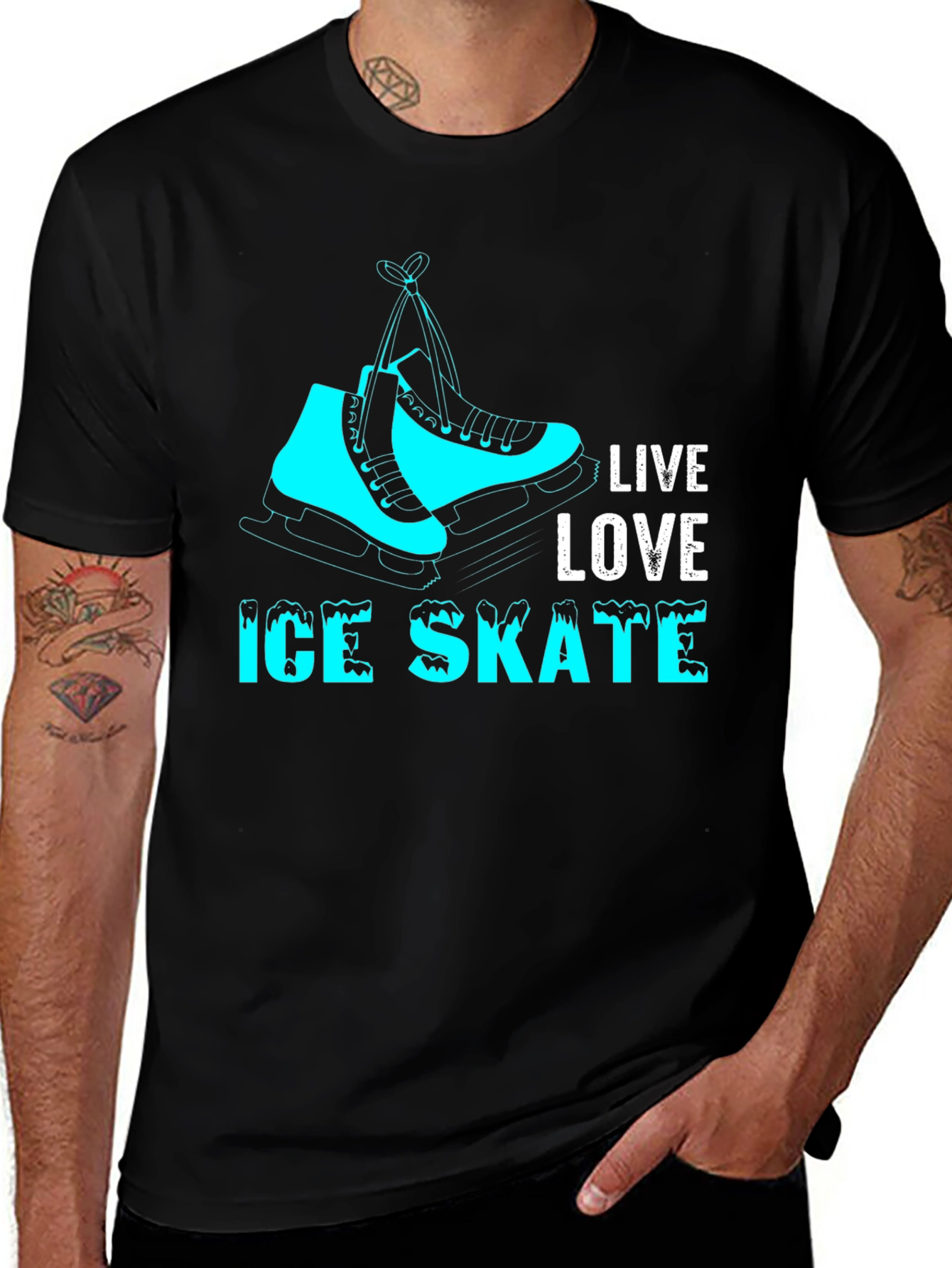 Variant 8 of Live Love Ice Skate T-Shirt - Skating Graphic Tee