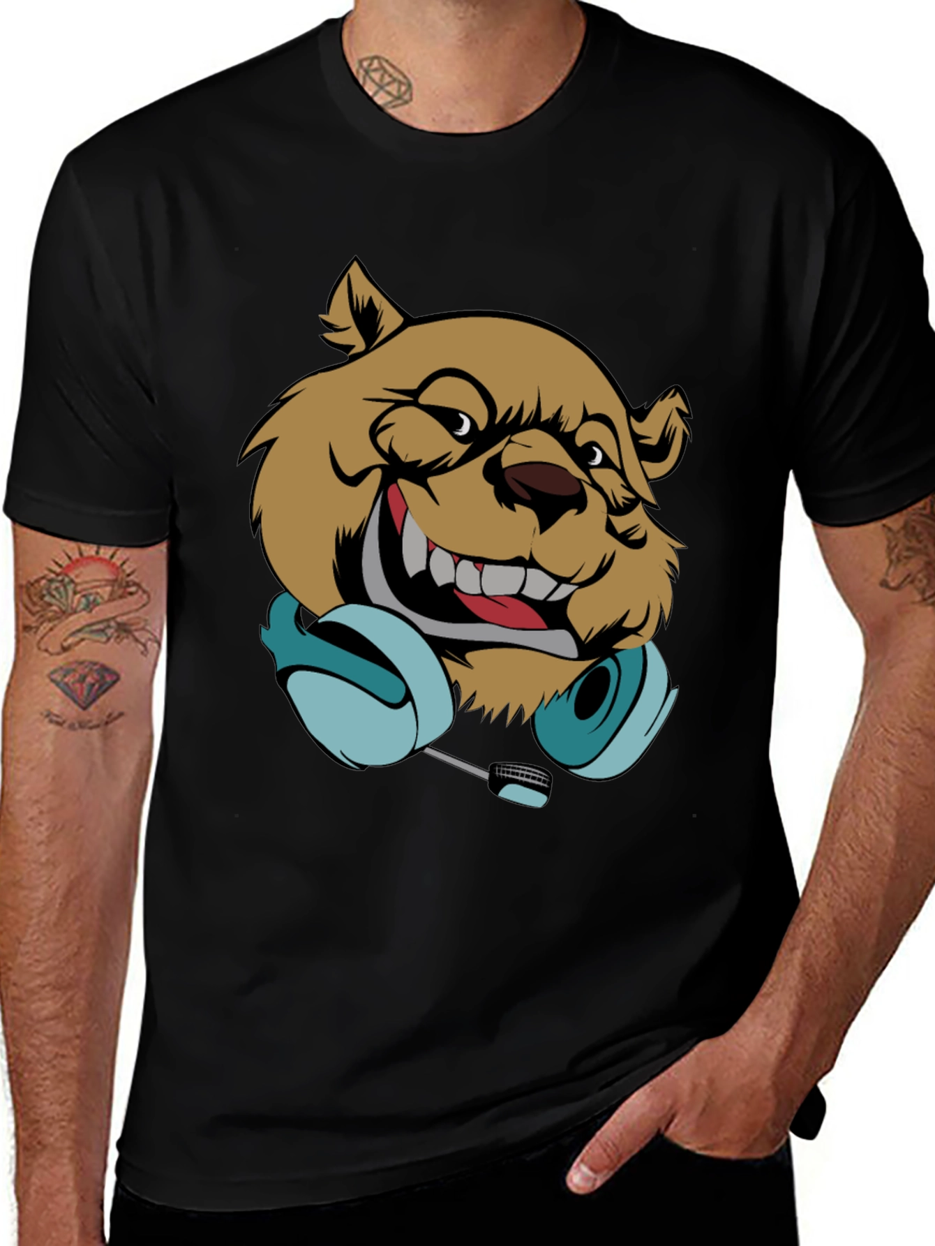Variant 22 of DJ Bear Graphic T-Shirt - Cool Music Lover Tee