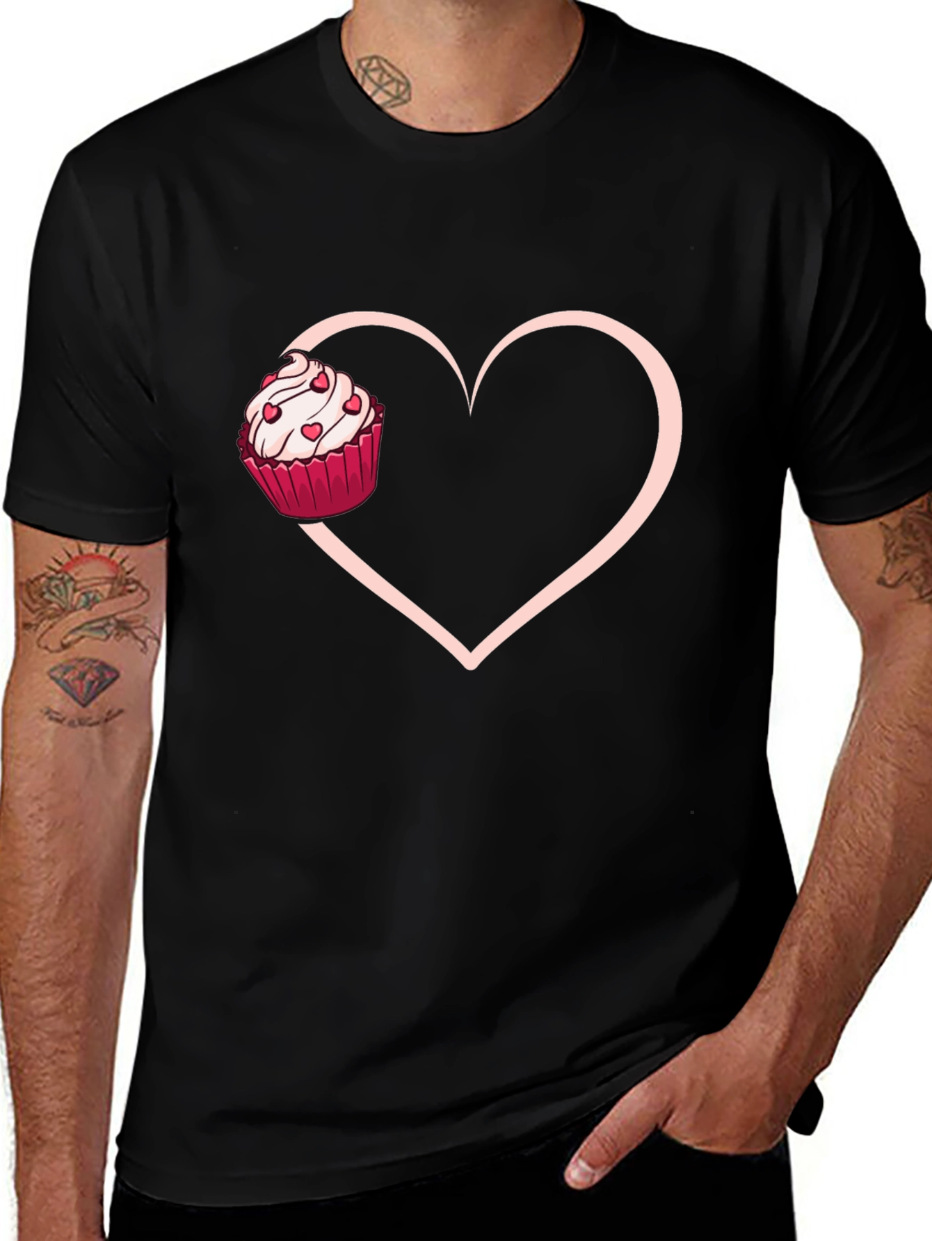 Variant 16 of Cupcake Heart Graphic Tee - Sweet Love T-Shirt
