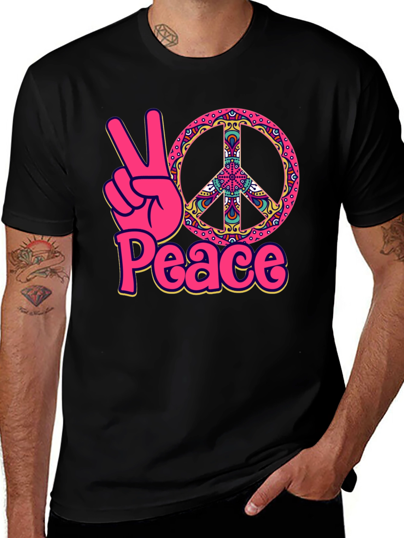 Variant 30 of Peace Sign Graphic Tee - Groovy Hippie Style