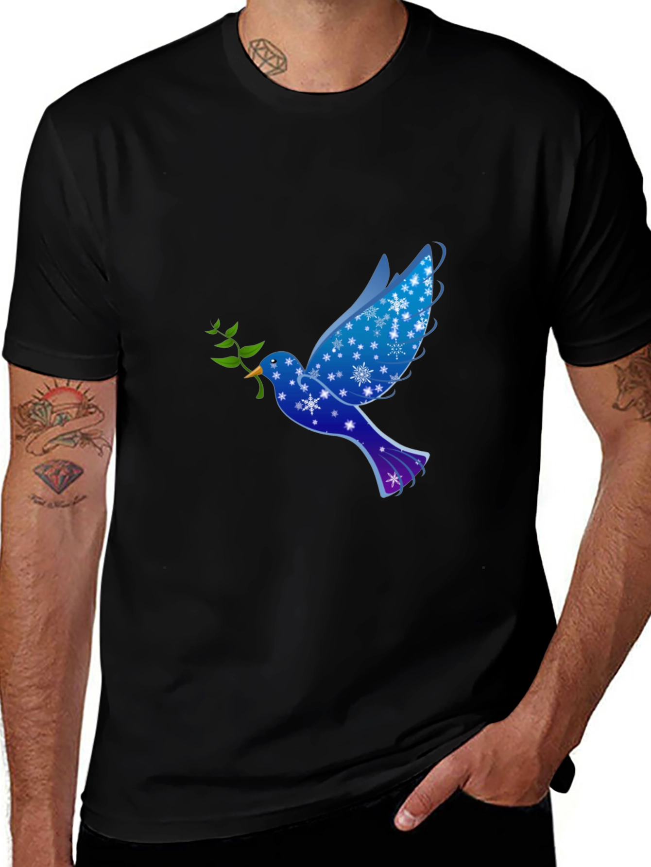 Variant 20 of Peace Dove T-Shirt - Black Graphic Tee