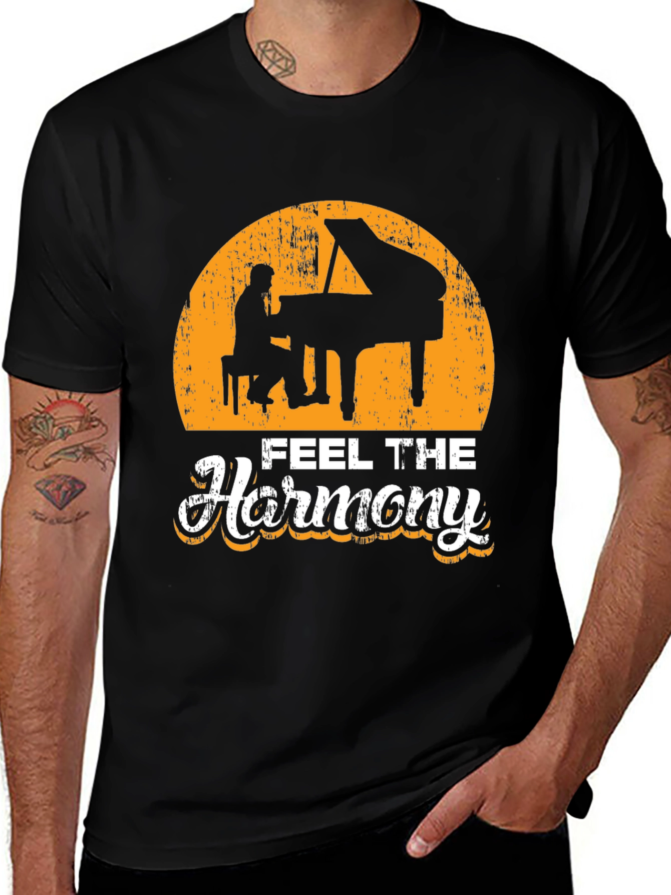 Variant 22 of Feel the Harmony Piano Player Graphic T-Shirt