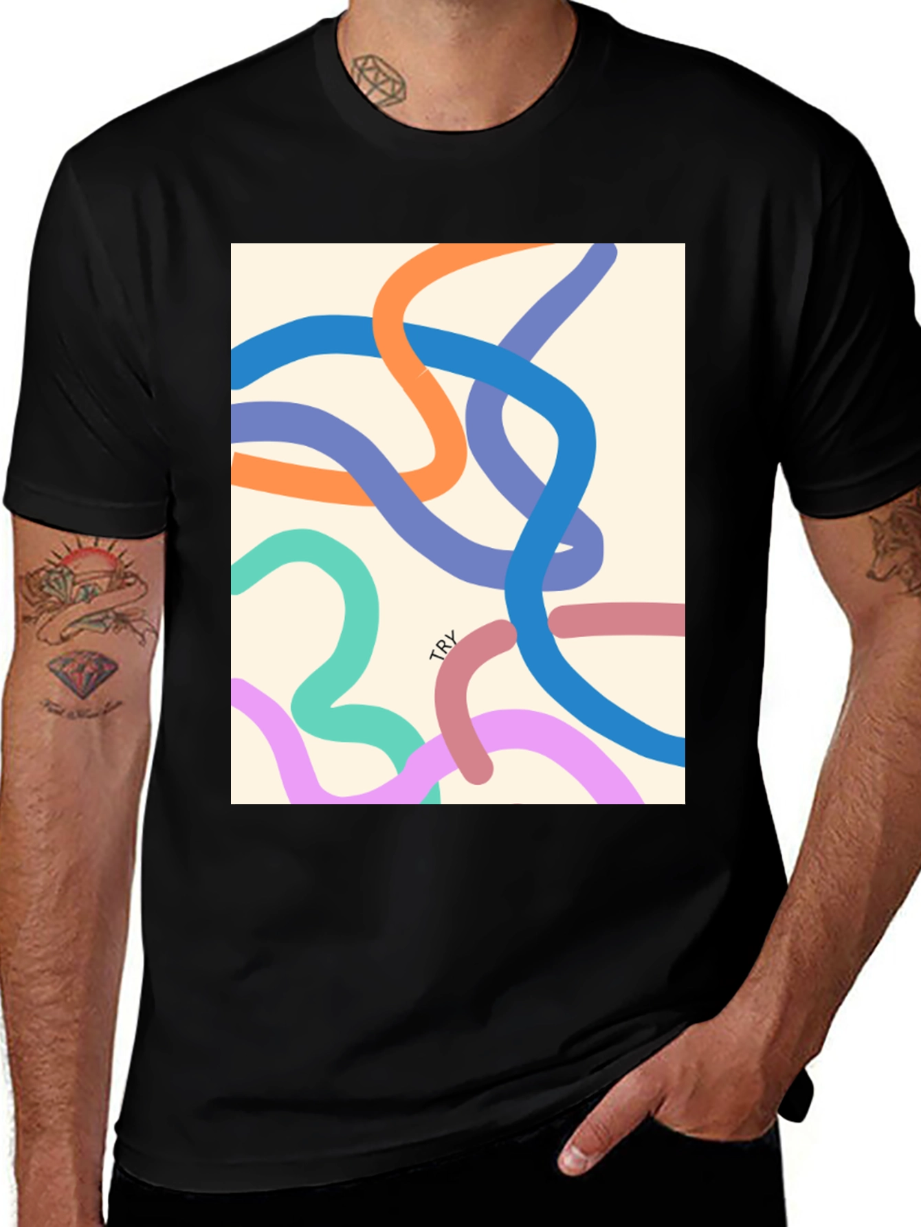 Variant 9 of Abstract Line Art Graphic Tee - Modern Casual Style