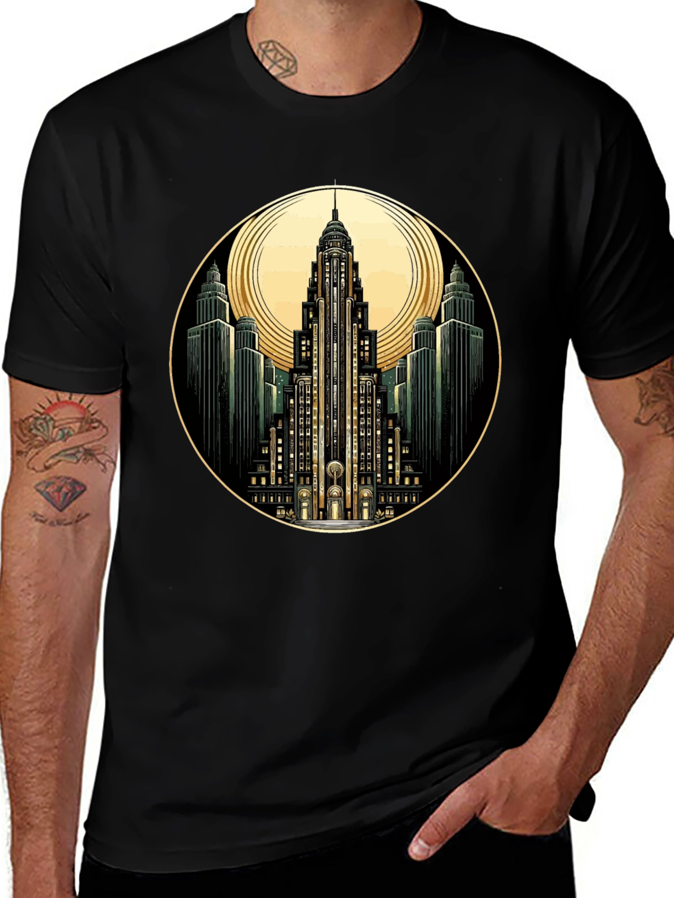 Variant 20 of Art Deco Skyscraper T-Shirt - Retro Cityscape Tee