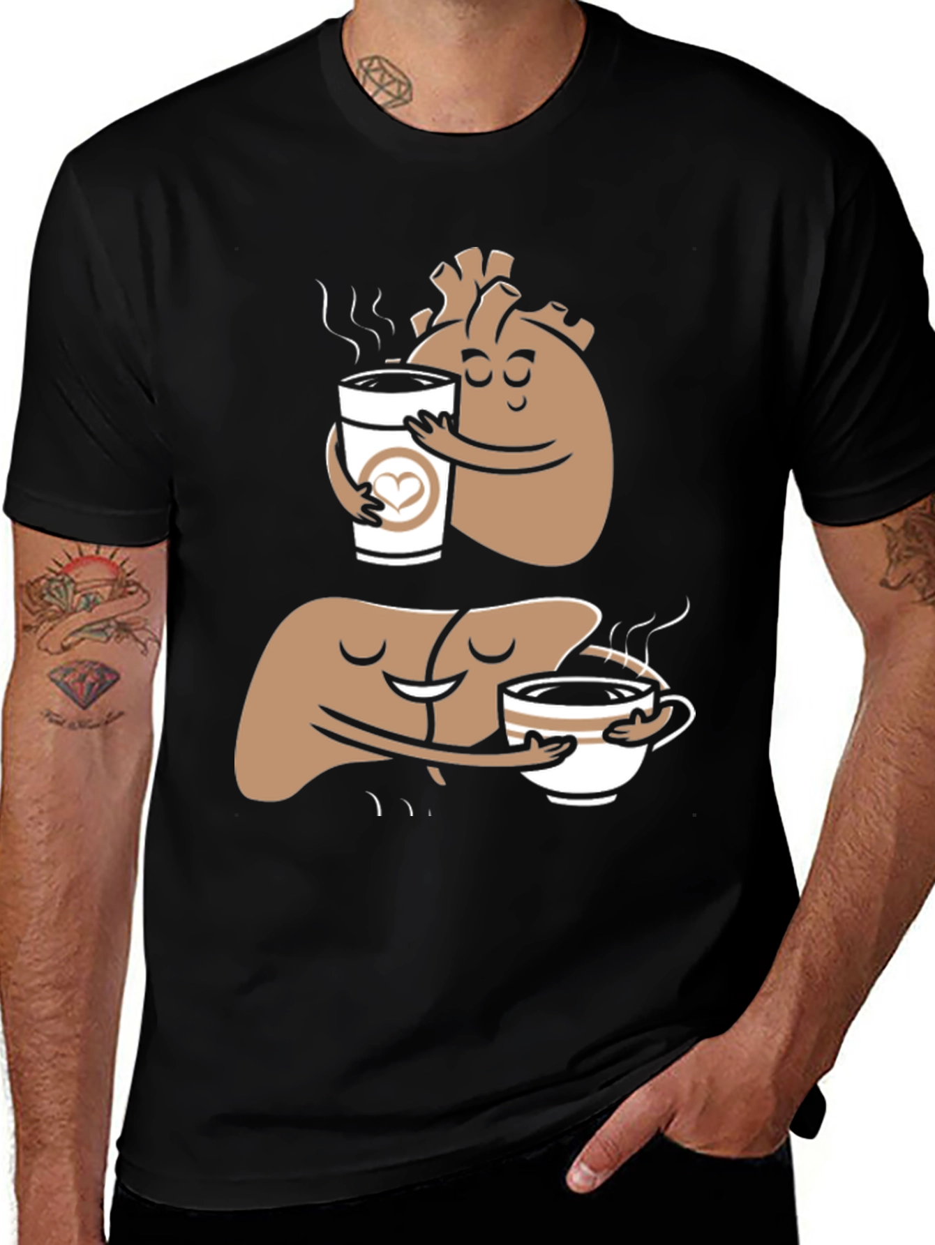 Variant 6 of Anatomical Heart & Liver Coffee T-Shirt