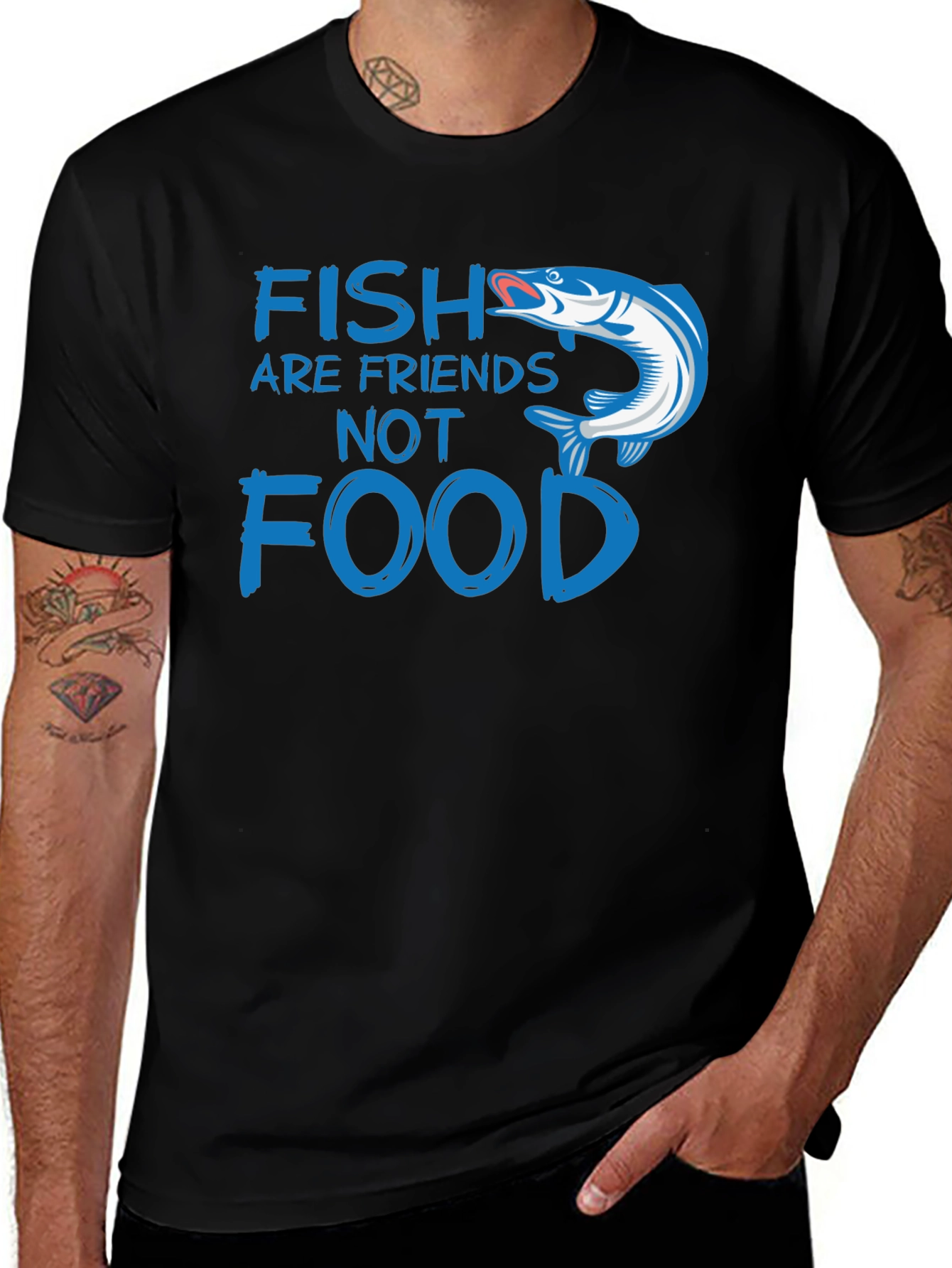 Variant 11 of Fish Are Friends Not Food Graphic T-Shirt