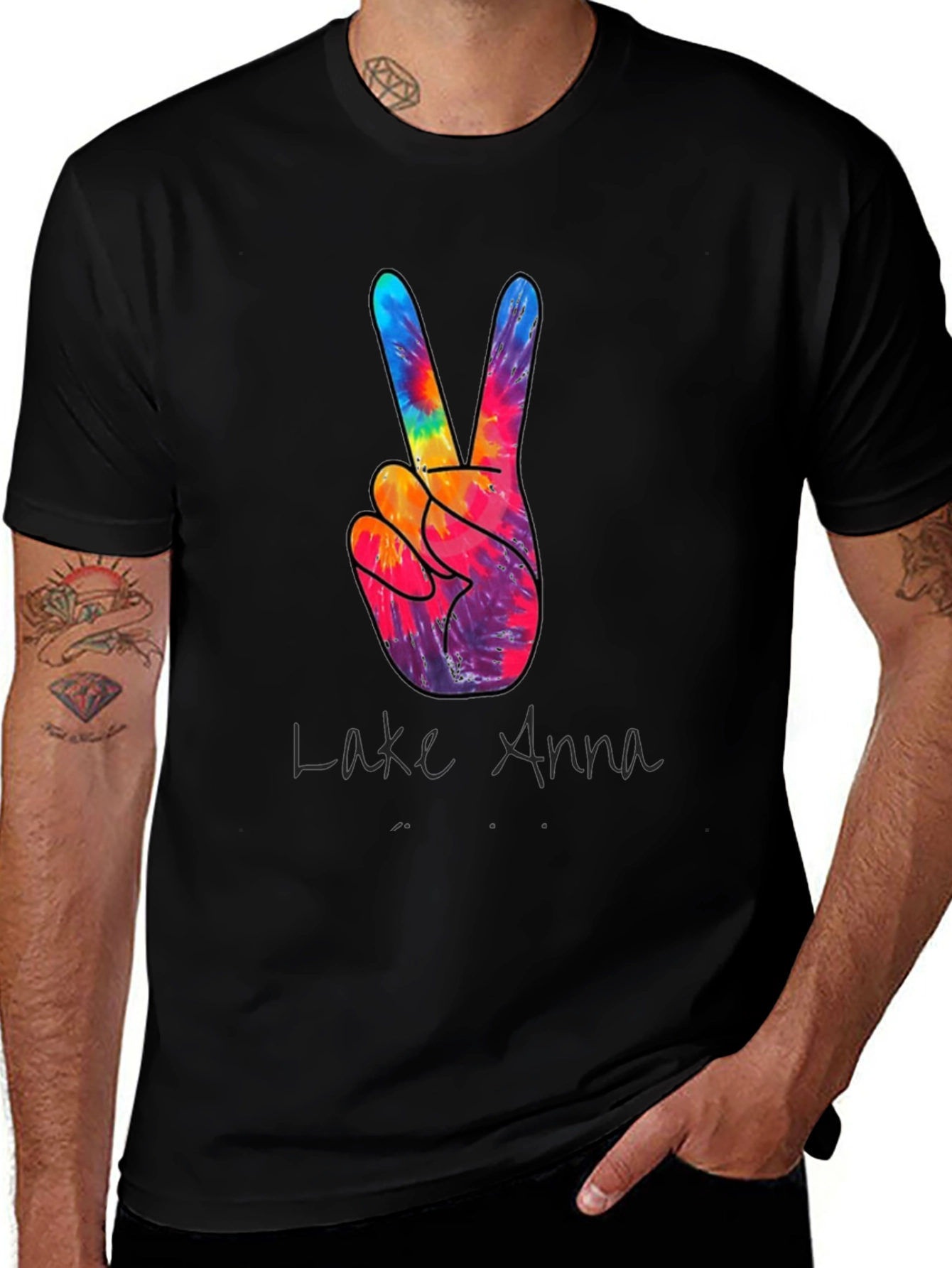 Lake Anna Tie-Dye Peace Sign T-Shirt
