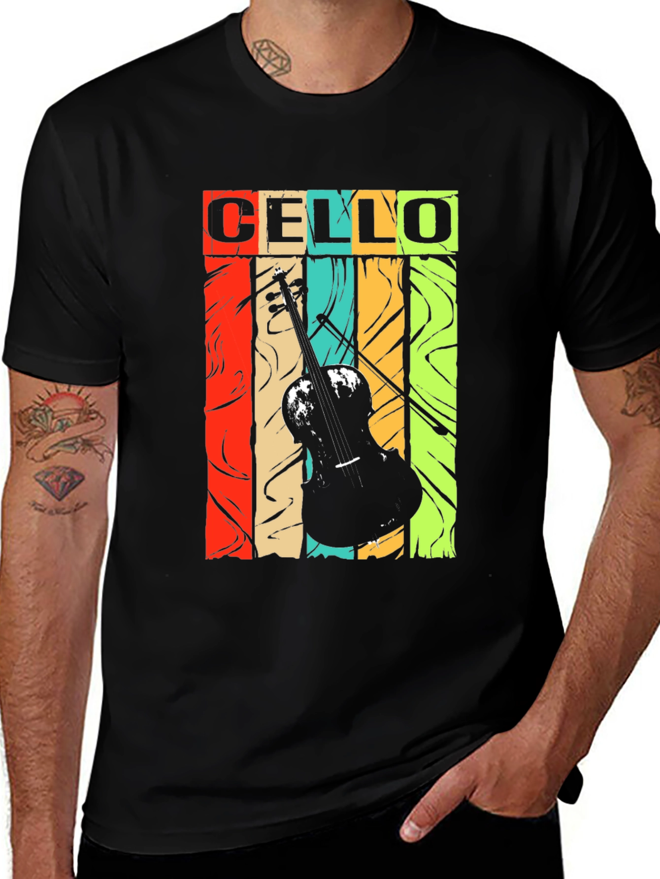 Variant 15 of Cello Music T-Shirt - Retro Vintage Style Design