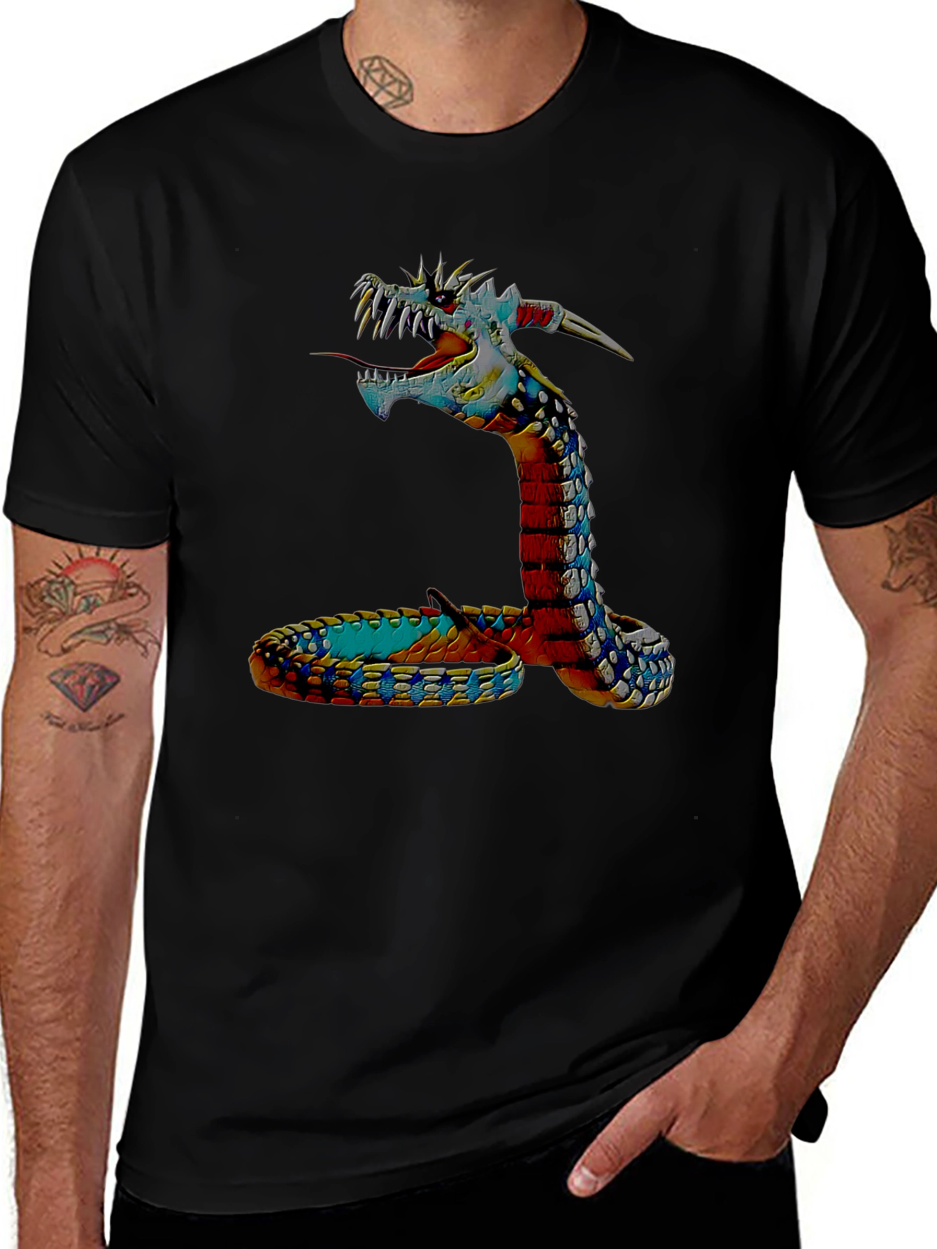 Variant 15 of Dragon Snake Graphic Tee - Black Unisex T-Shirt