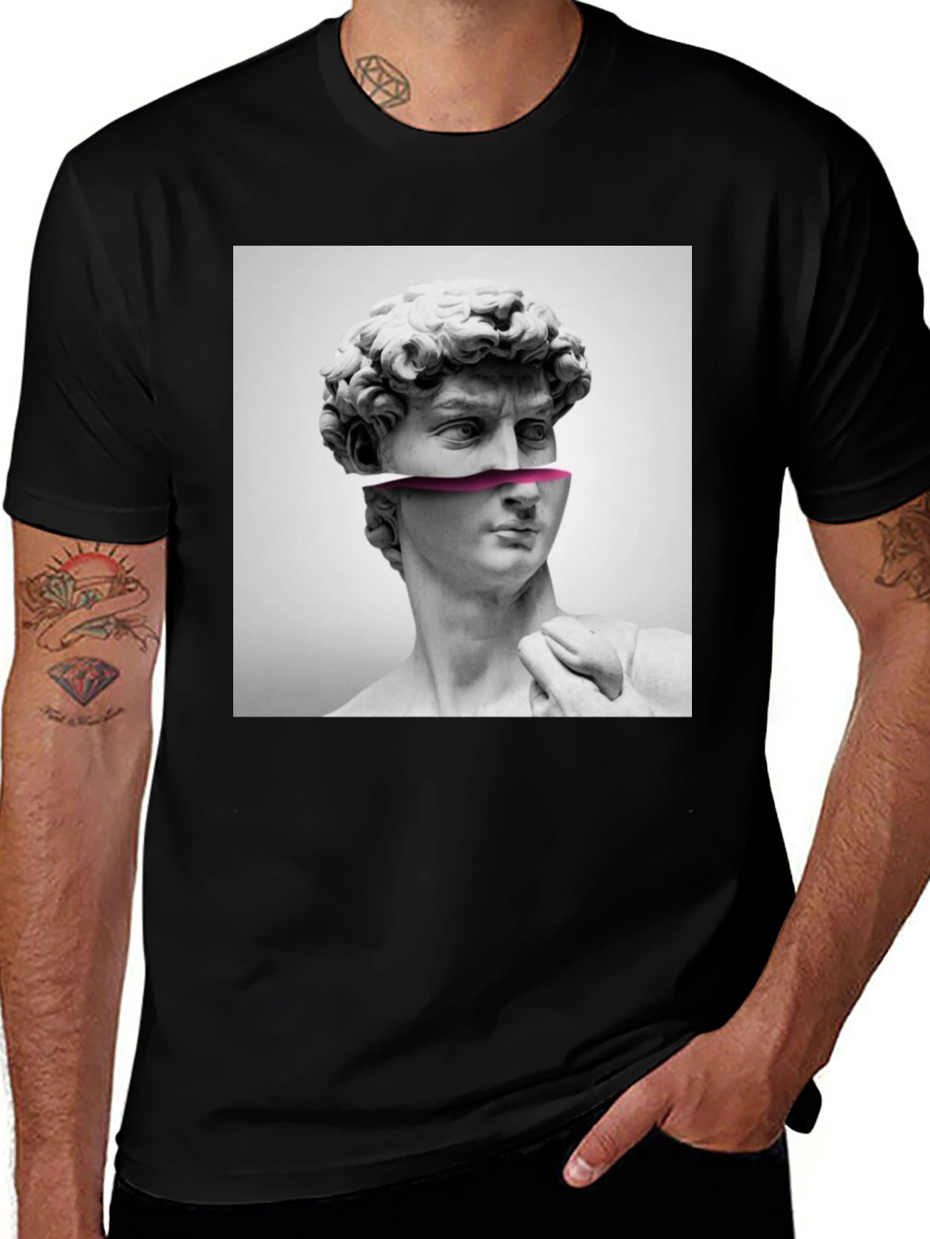 Variant 29 of David Bust Graphic Print Black T-Shirt