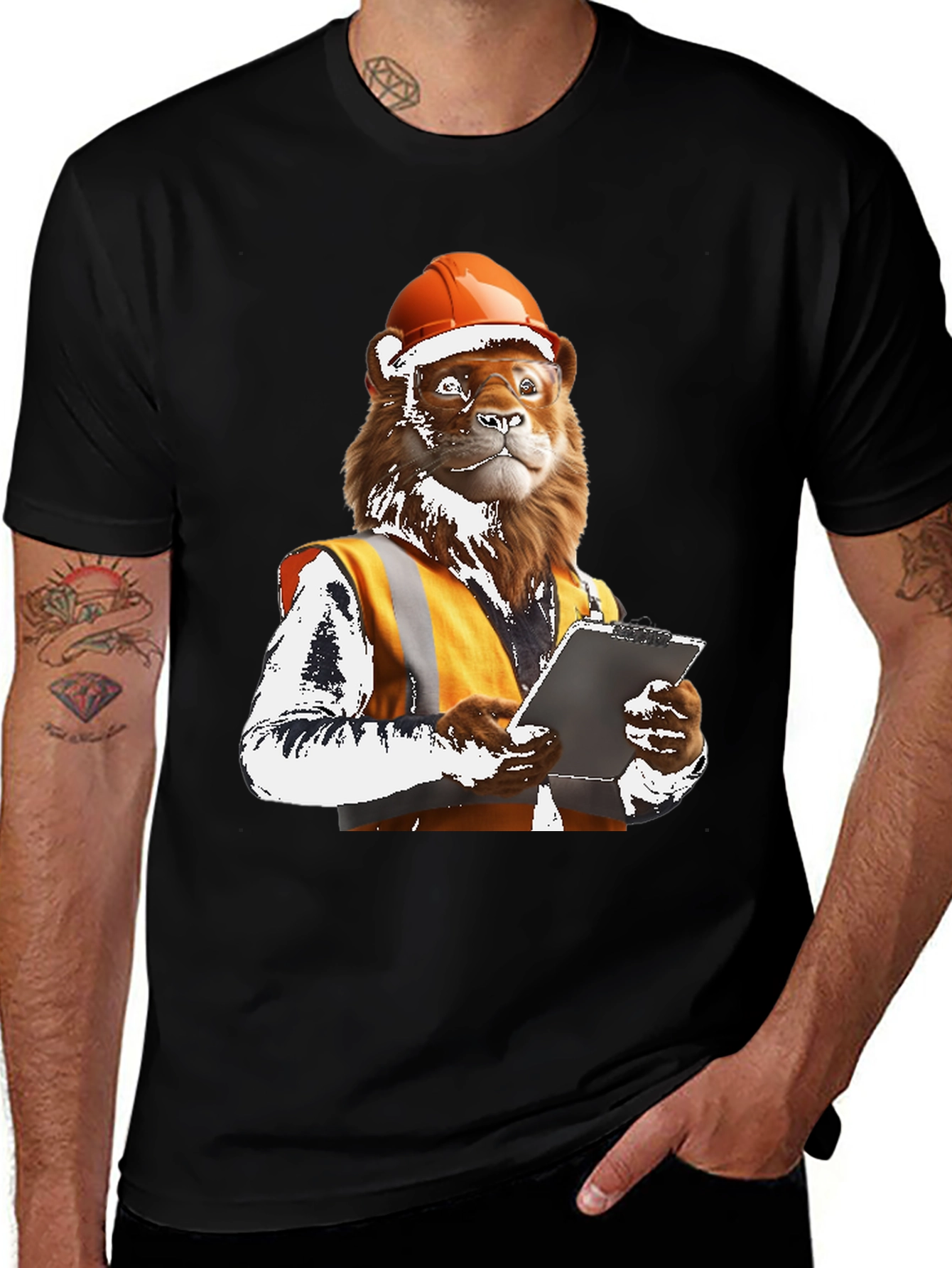 Variant 28 of Lion Construction Worker Graphic Tee