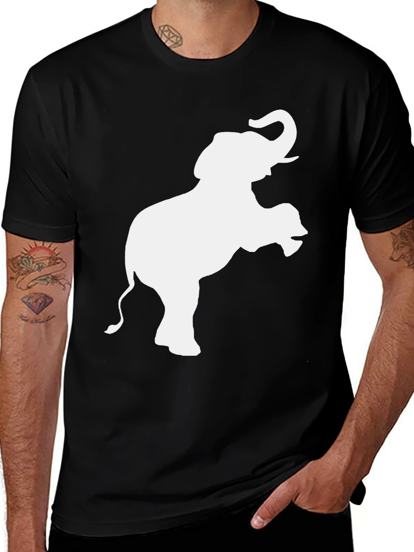 Variant 20 of Elephant Graphic Tee - Black Cotton T-Shirt