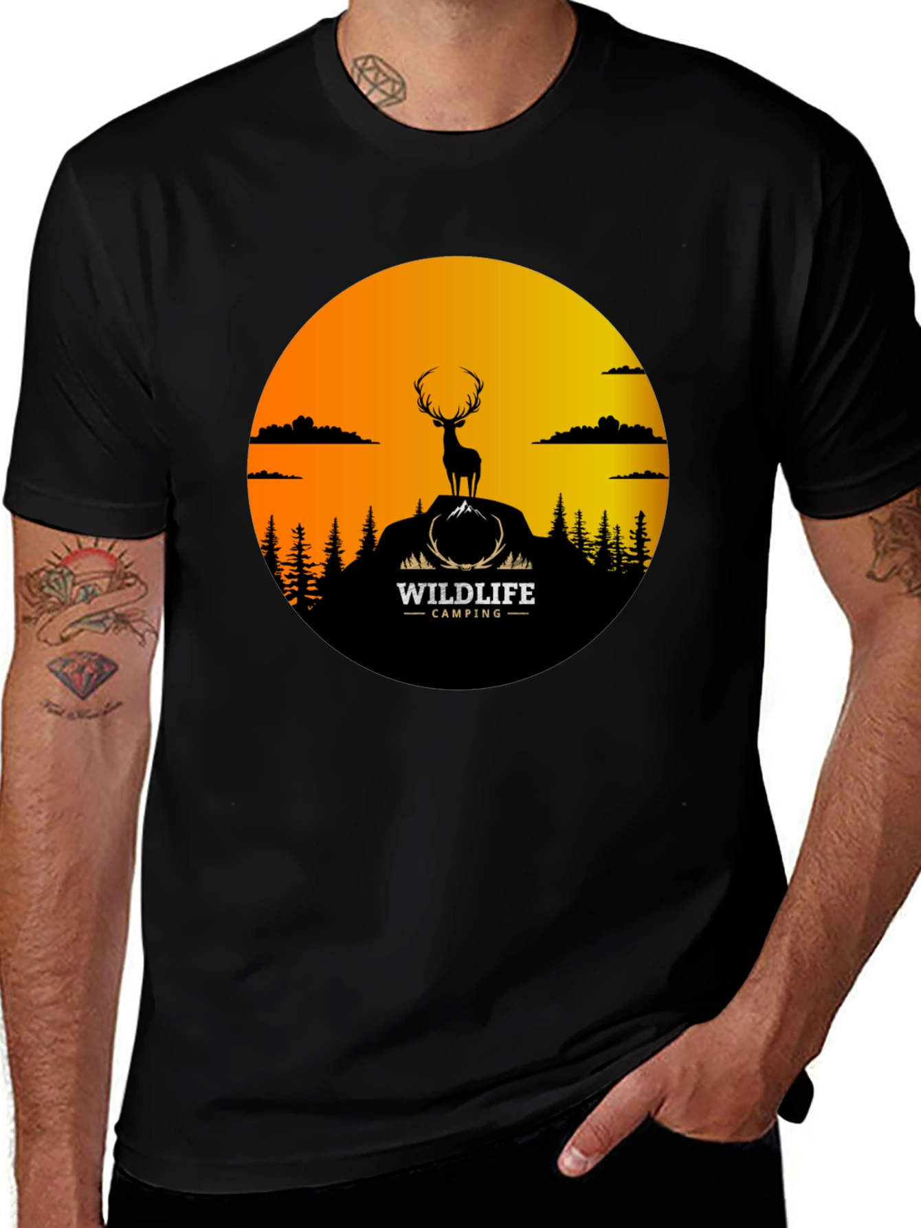Variant 27 of Wildlife Camping Graphic Tee - Deer Silhouette