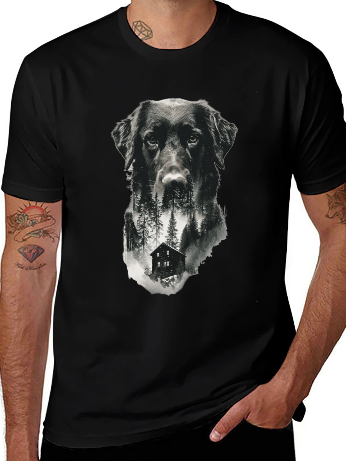 Variant 20 of Dog & Cabin Graphic Tee - Nature Lover's Shirt
