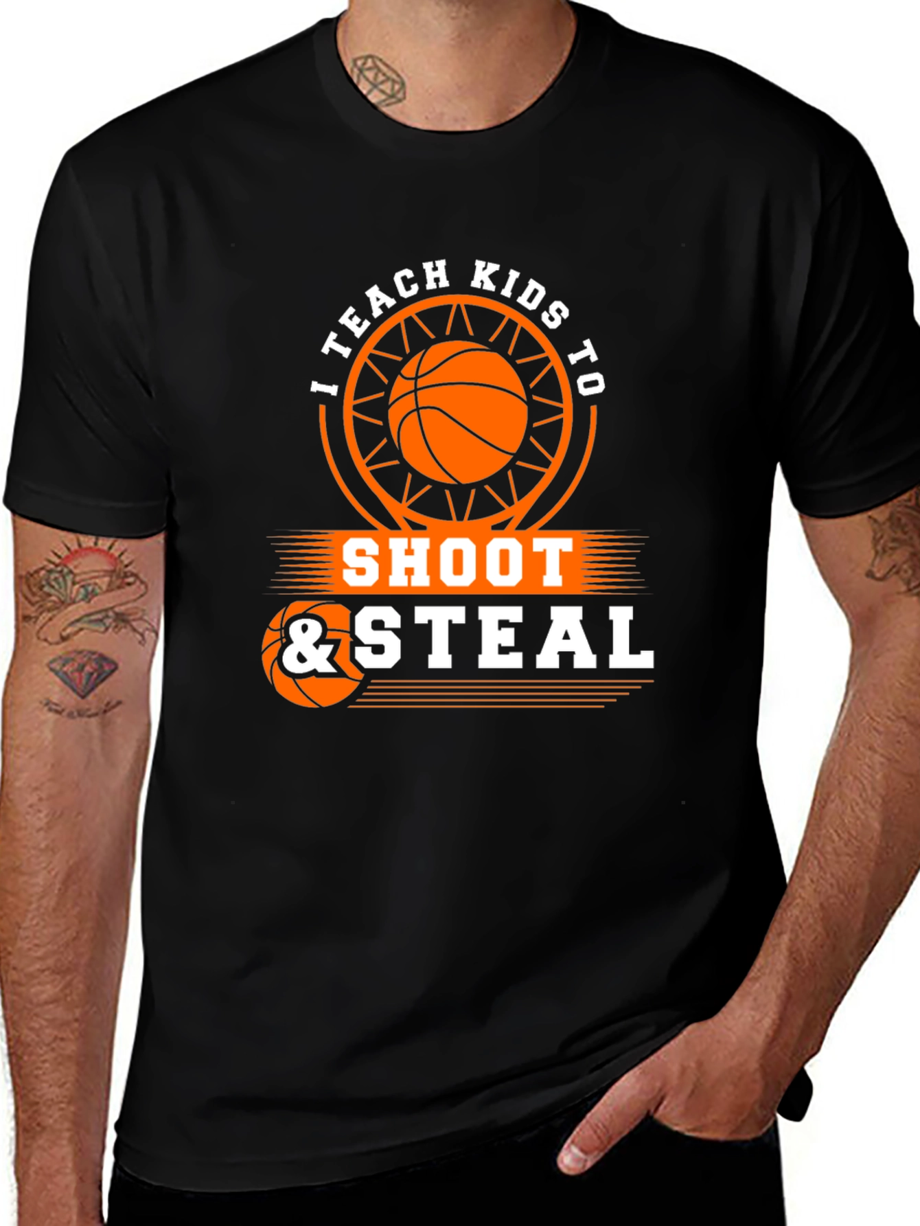 Variant 18 of I Teach Kids To Shoot & Steal Basketball Graphic T-Shirt