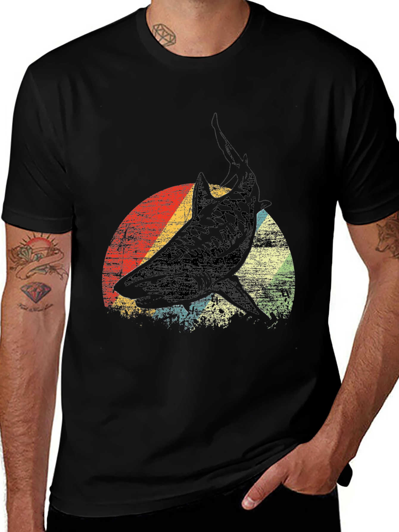 Variant 17 of Retro Shark Graphic T-Shirt - Black