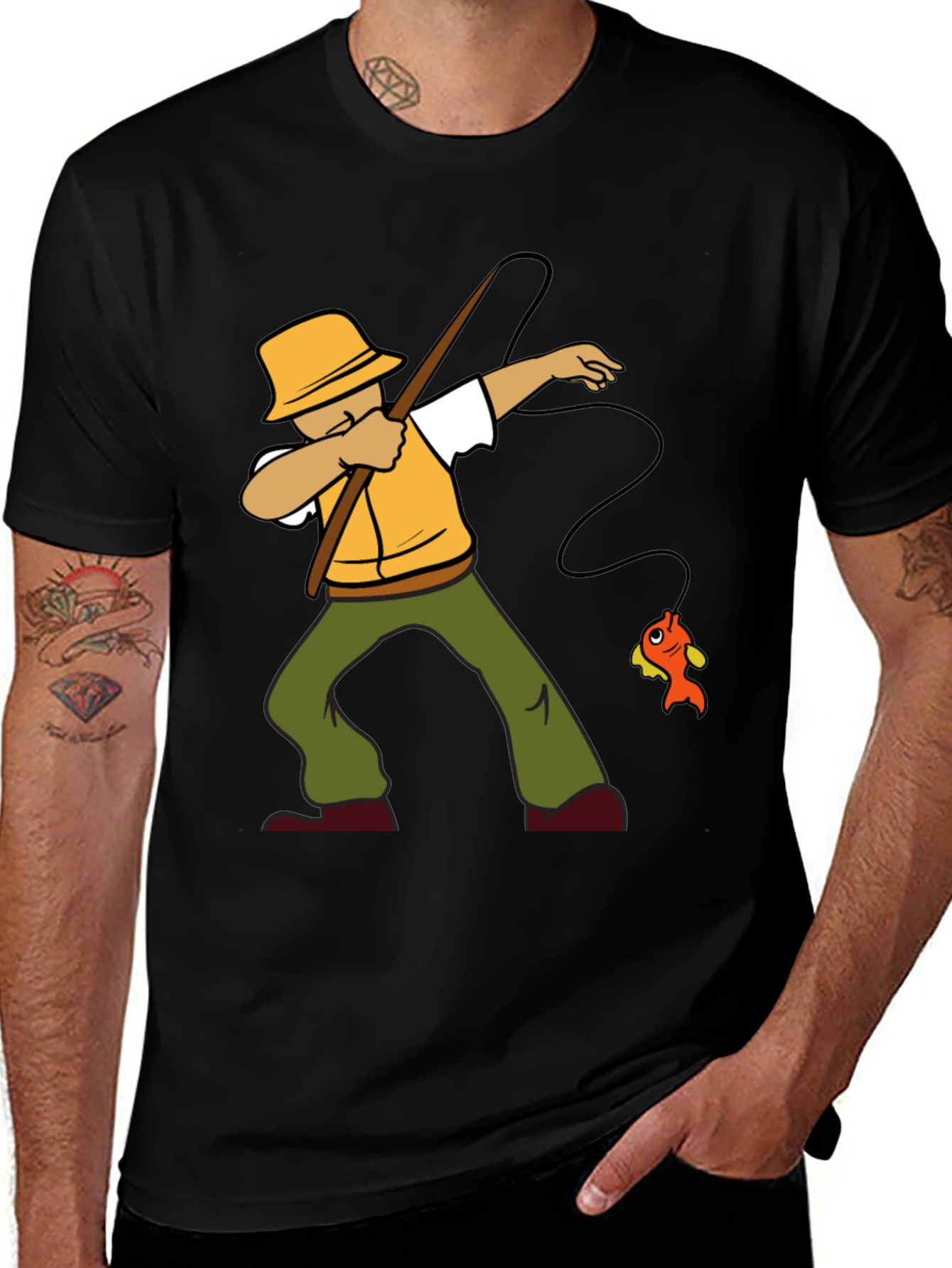 Variant 5 of Fisherman Dab T-Shirt - Funny Fishing Tee