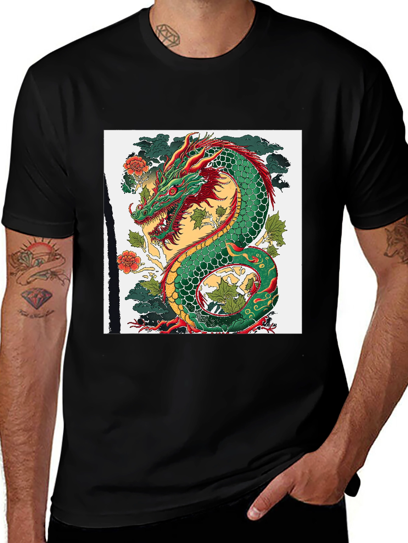 Variant 18 of Dragon Graphic Tee - Black
