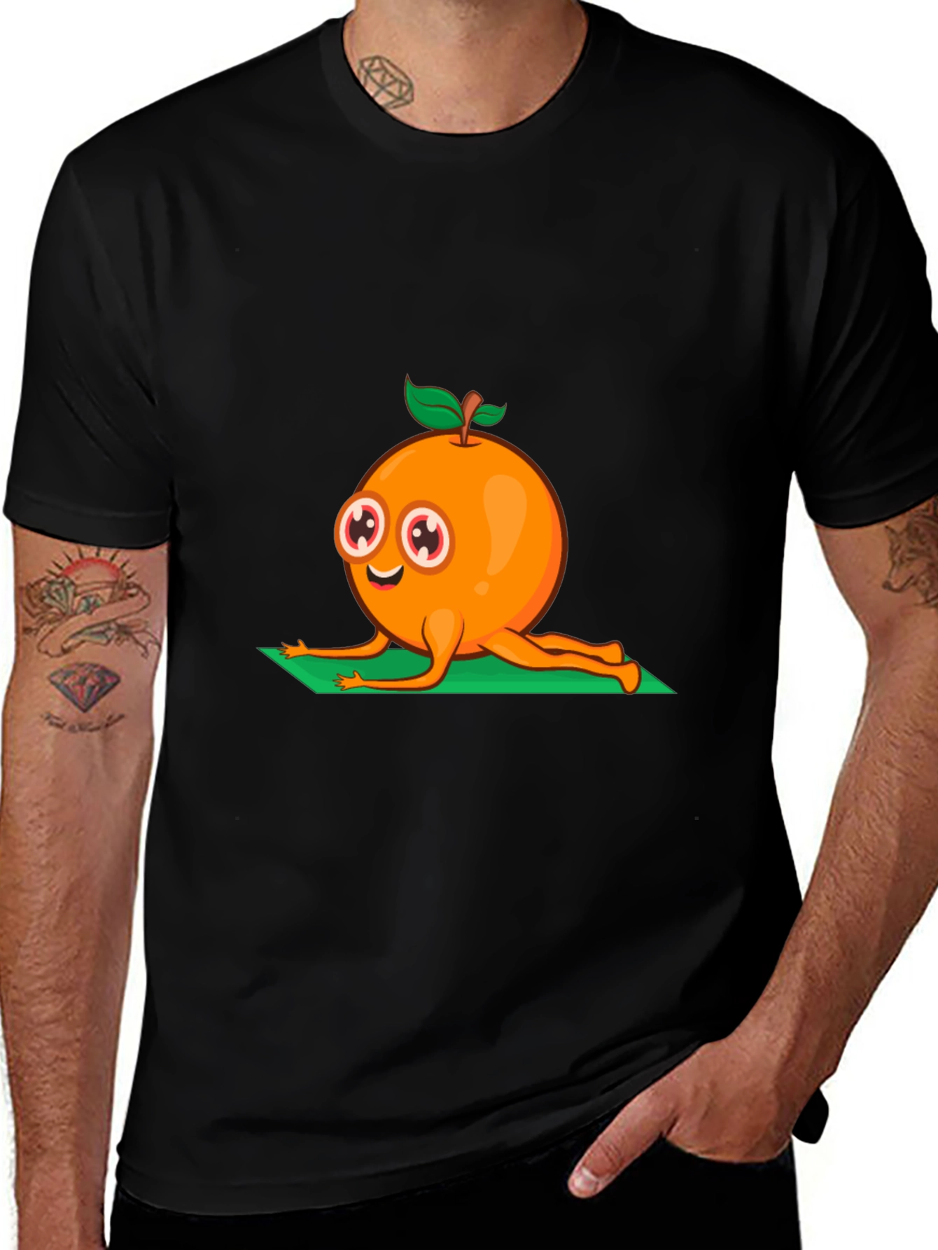 Variant 27 of Yoga Orange Graphic Tee - Black Cotton T-Shirt