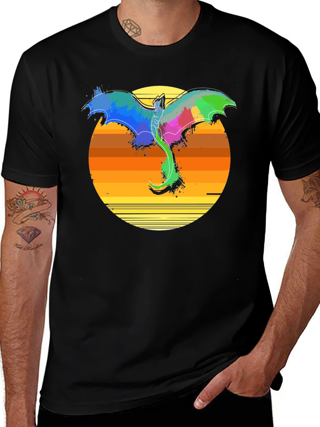 Variant 15 of Vibrant Dragon Sunset T-Shirt - Fantasy Graphic Tee