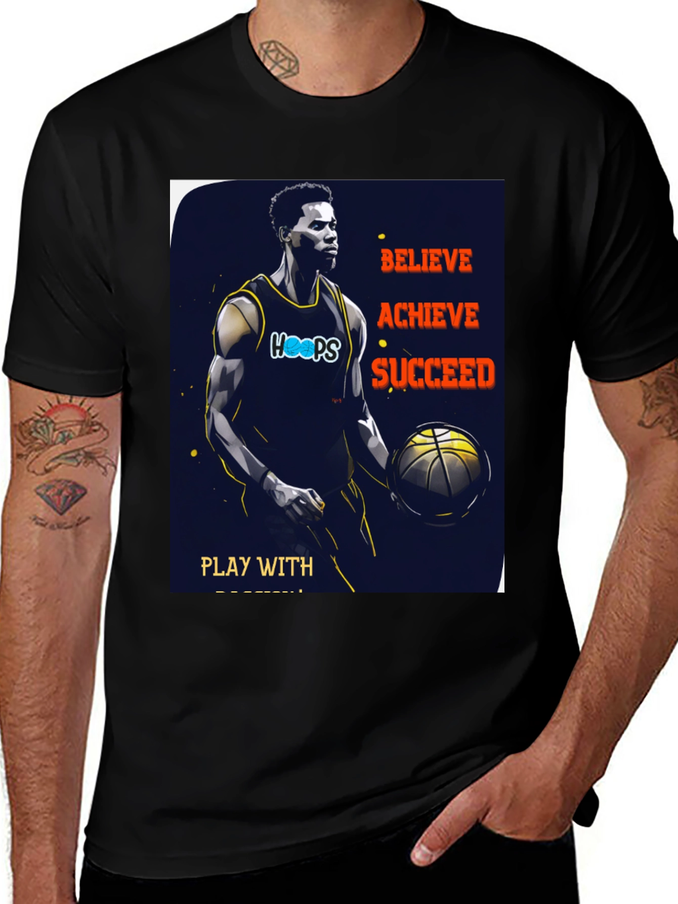 Variant 28 of Believe Achieve Succeed Basketball T-Shirt