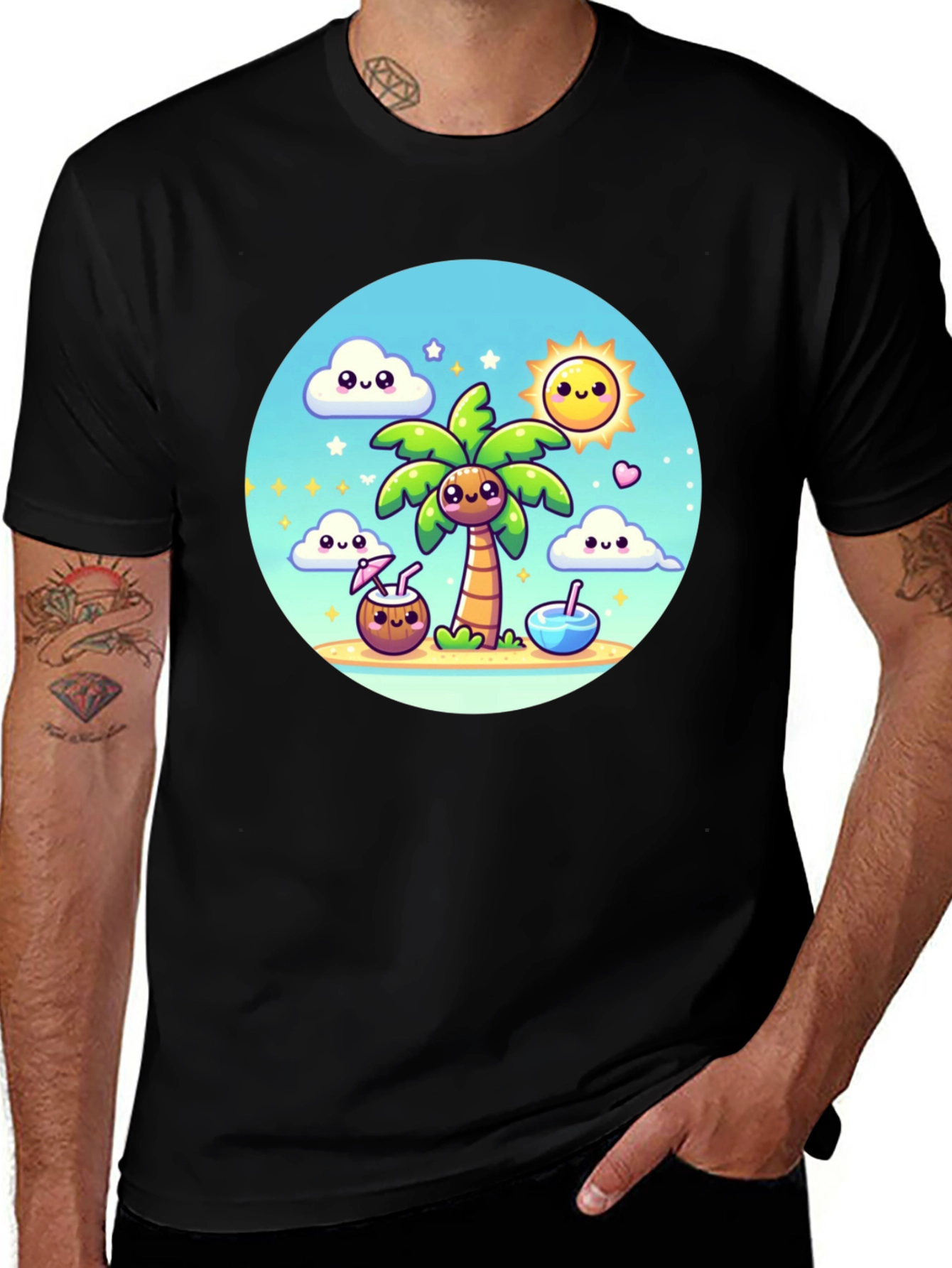 Variant 17 of Kawaii Cartoon Beach T-Shirt - Summer Vibes!