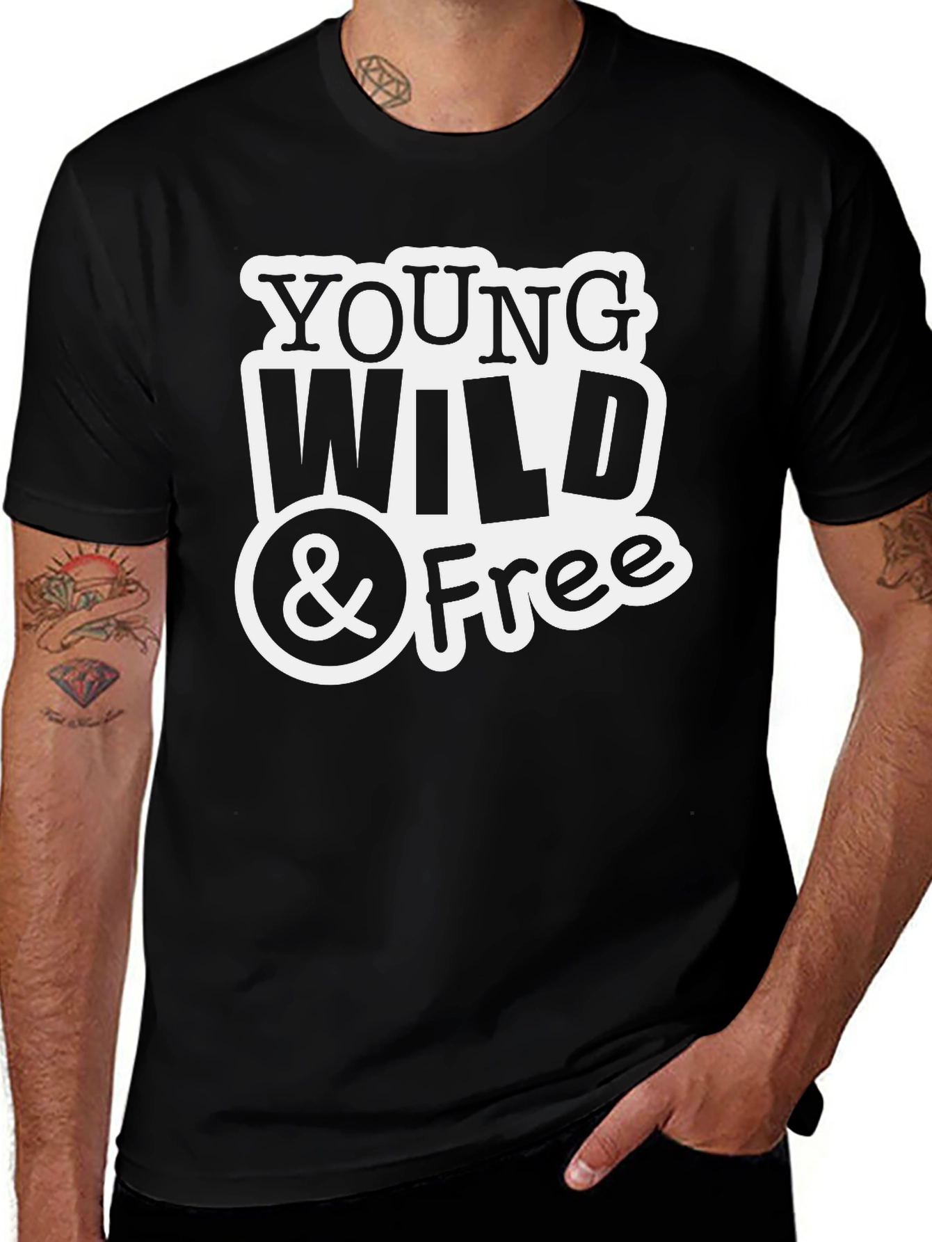 Variant 30 of Young Wild & Free Graphic Tee - Black