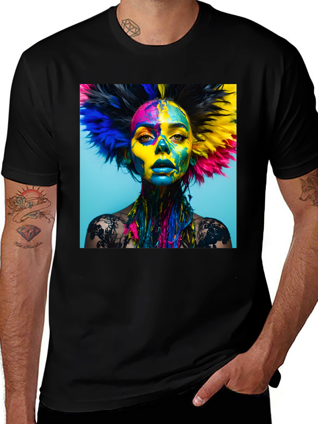 Variant 14 of Vibrant Art Tee: Bold Color Face Design