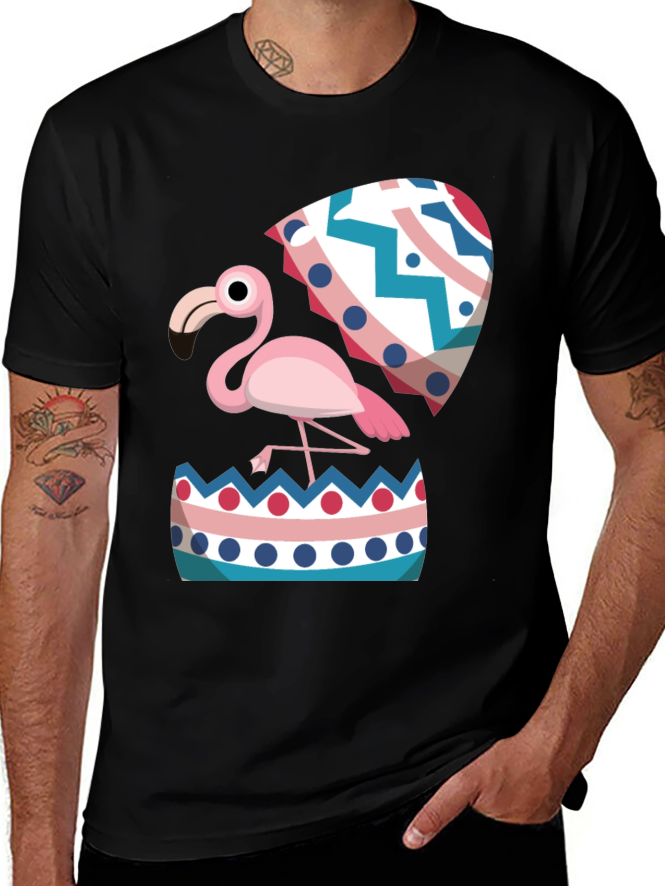 Variant 26 of Flamingo Hatching Easter Egg Graphic Tee