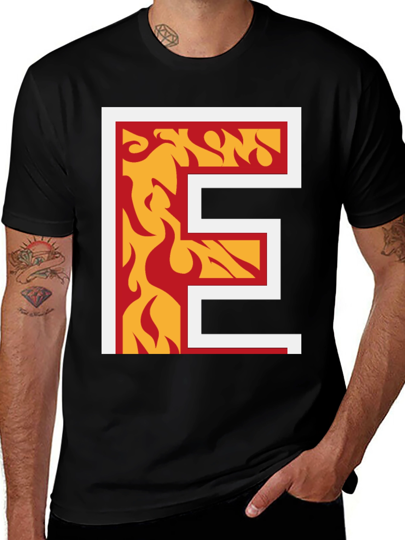 Variant 29 of Fiery Letter E Graphic Tee