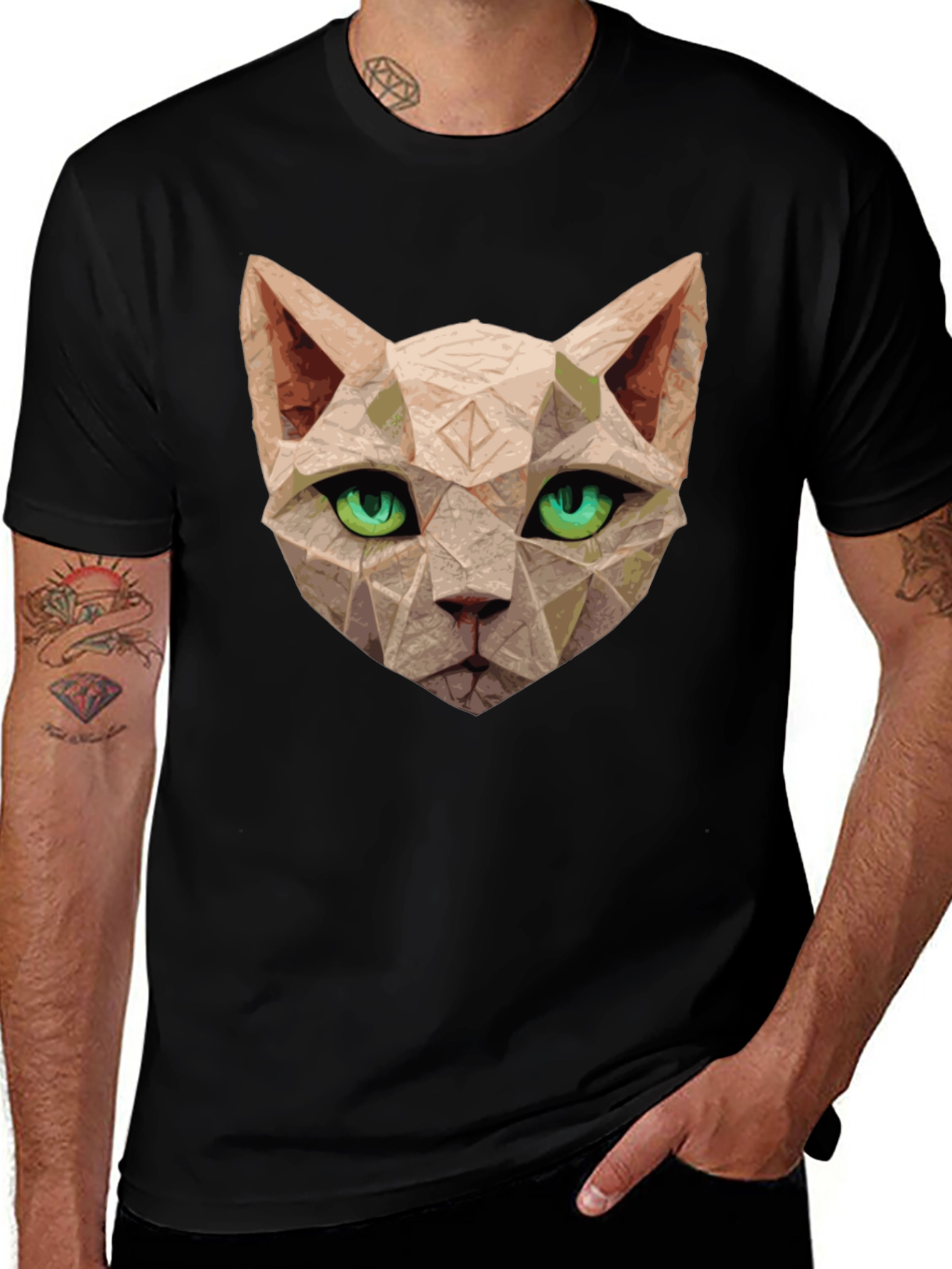 Variant 28 of Geometric Cat T-Shirt - Unique Art Tee