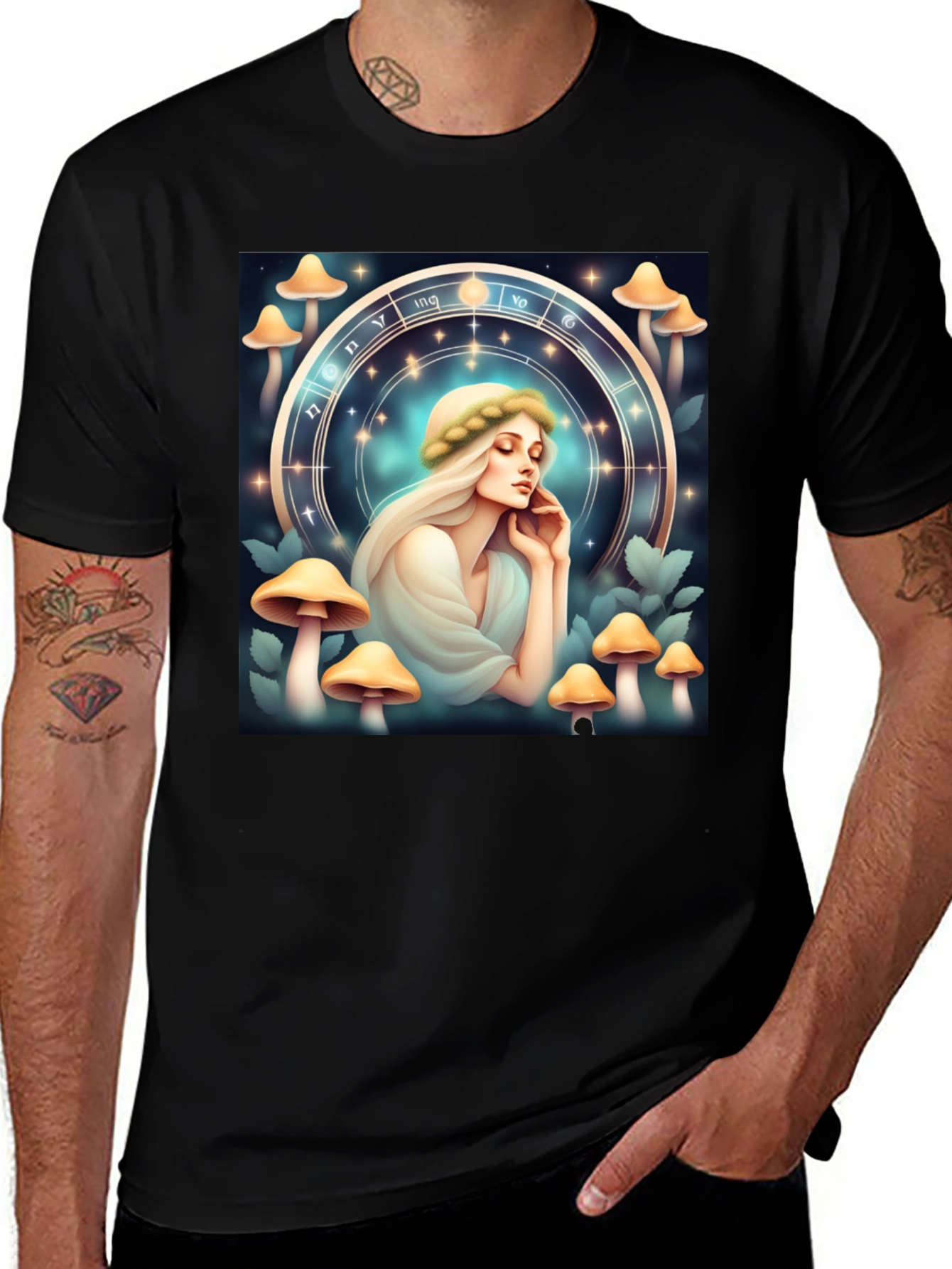 Variant 16 of Mushroom Zodiac T-Shirt: Mystic Lady Graphic Tee