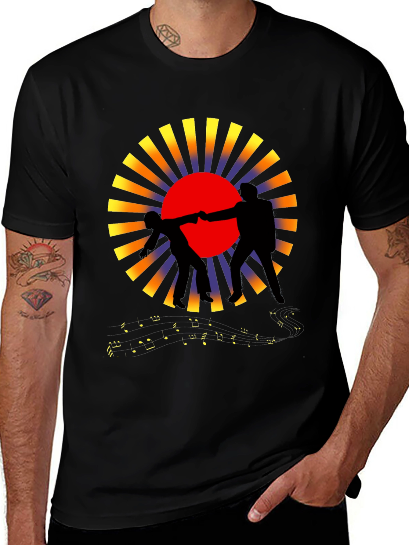 Variant 4 of Sunset Fist Bump Black Graphic Tee
