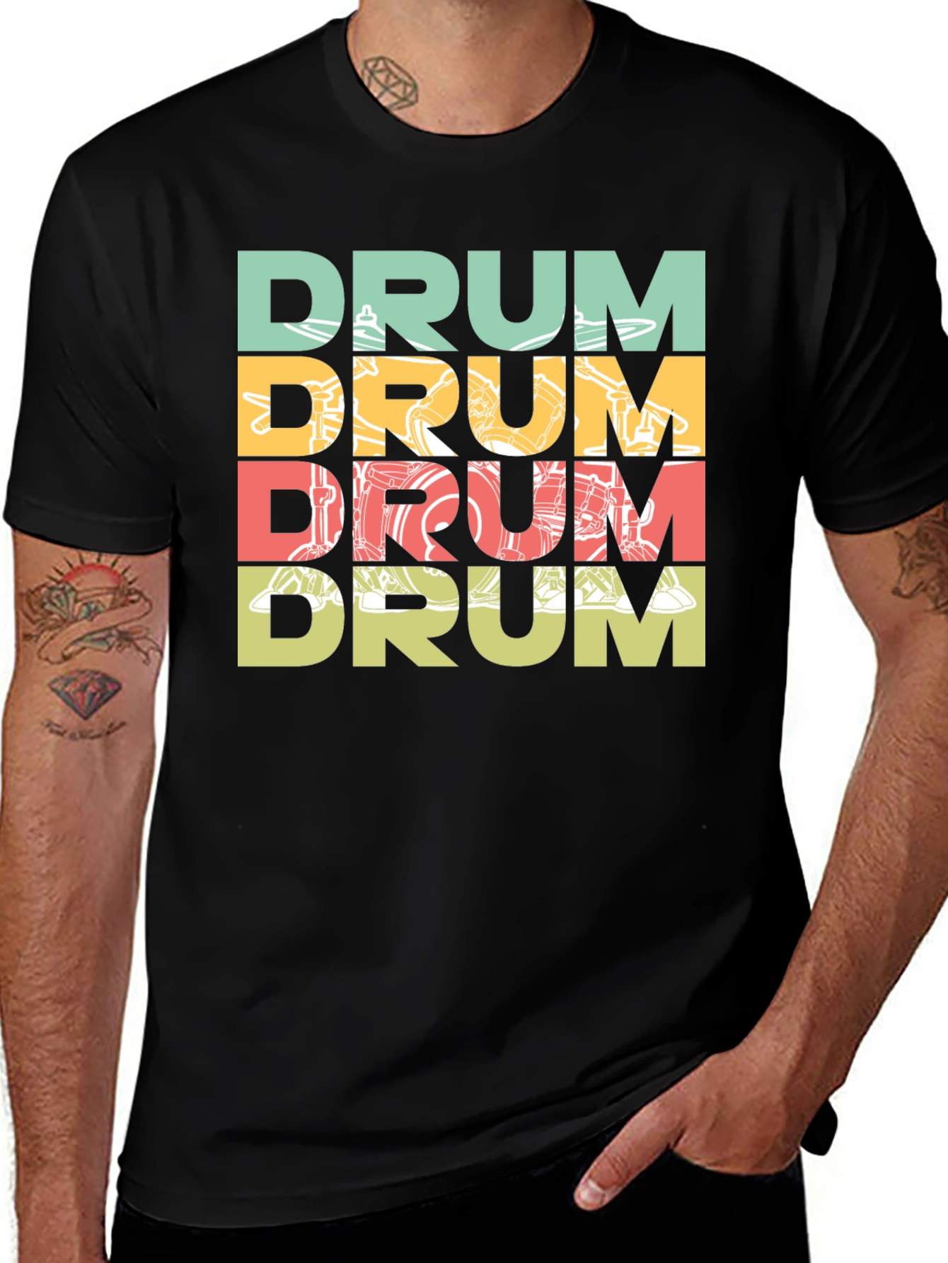 Variant 29 of Retro Drum Kit T-Shirt - Musician Tee