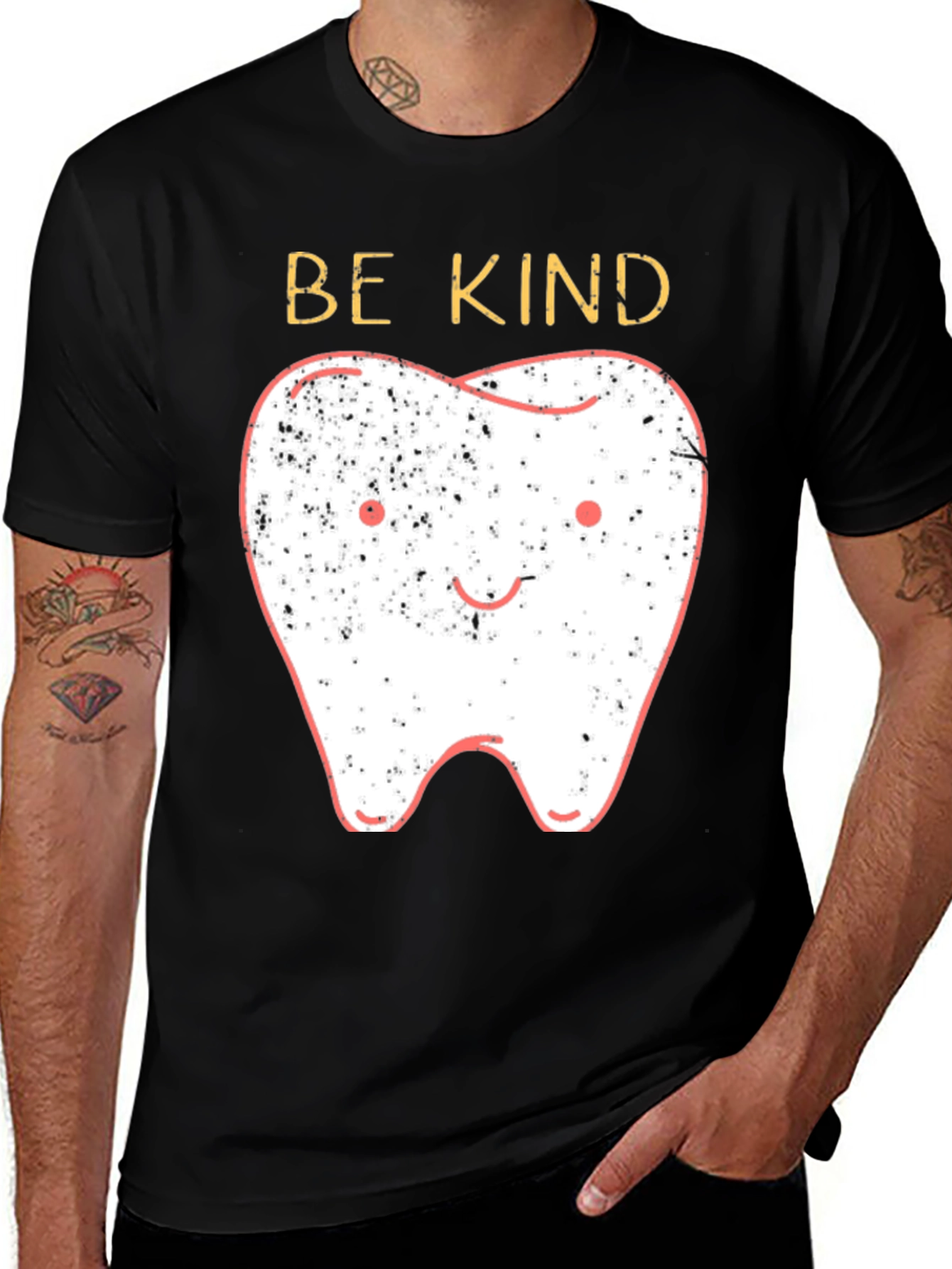Variant 8 of Be Kind Tooth Graphic Tee - Black Unisex T-Shirt