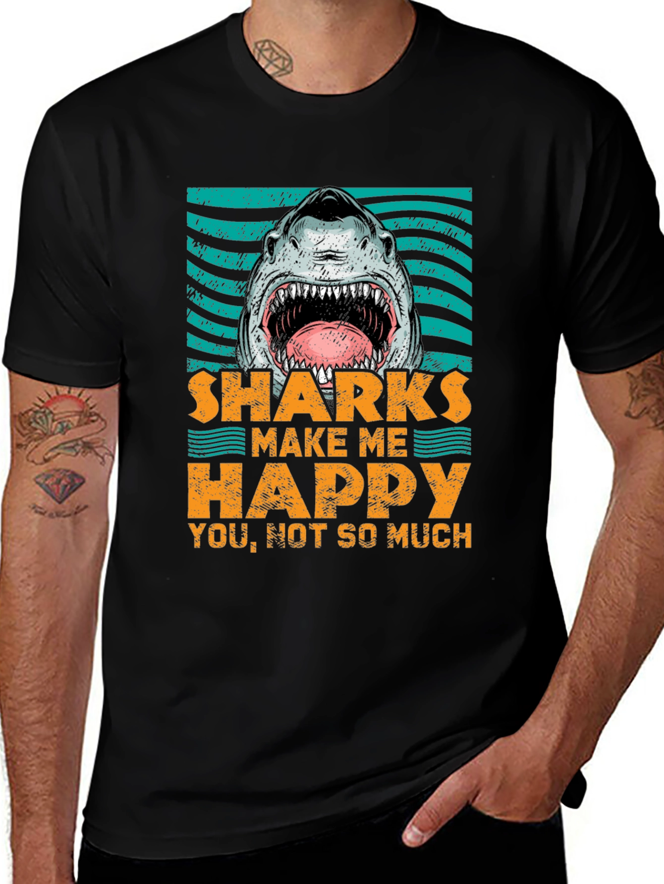 Variant 5 of Sharks Make Me Happy T-Shirt - Graphic Tee