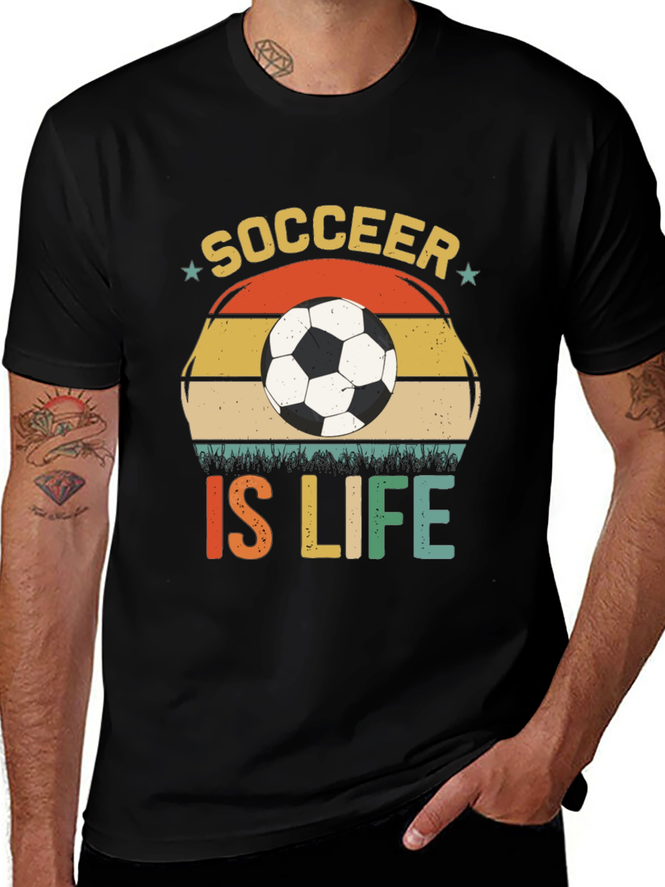 Variant 19 of Soccer Is Life T-Shirt - Black Graphic Tee