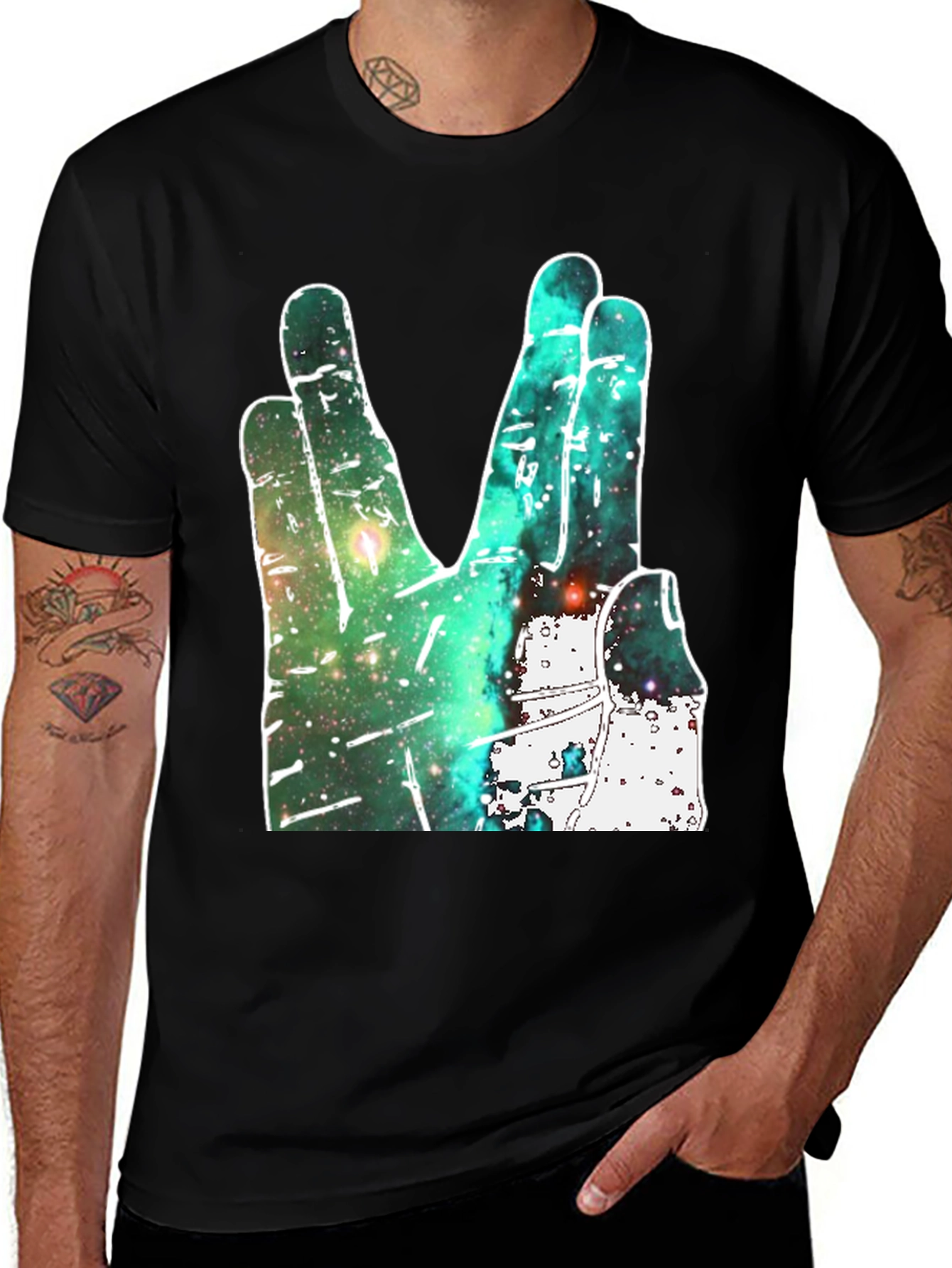 Variant 21 of Live Long and Prosper Graphic Tee - Galaxy Hand