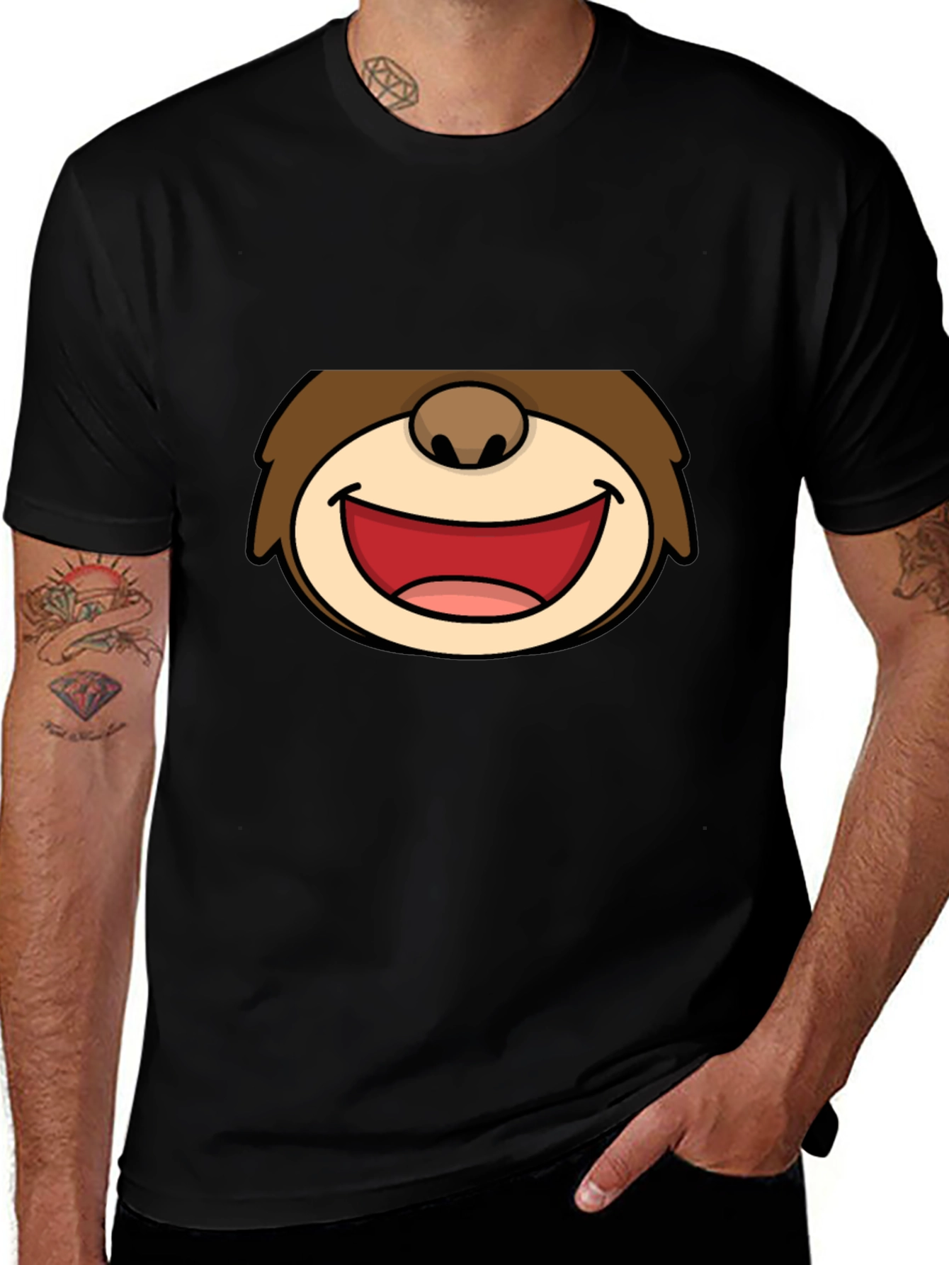 Variant 11 of Cartoon Face Graphic Black T-Shirt