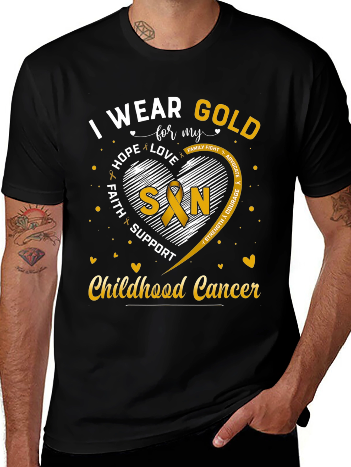 I Wear Gold For My Son Childhood Cancer Awareness T-Shirt