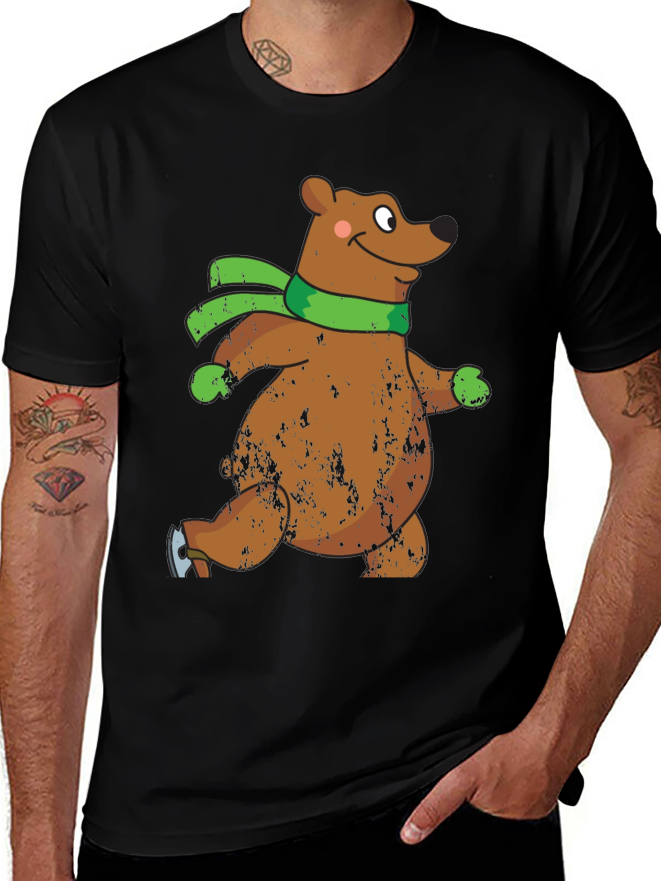 Variant 6 of Bear Ice Skating T-Shirt - Fun Cartoon Graphic Tee