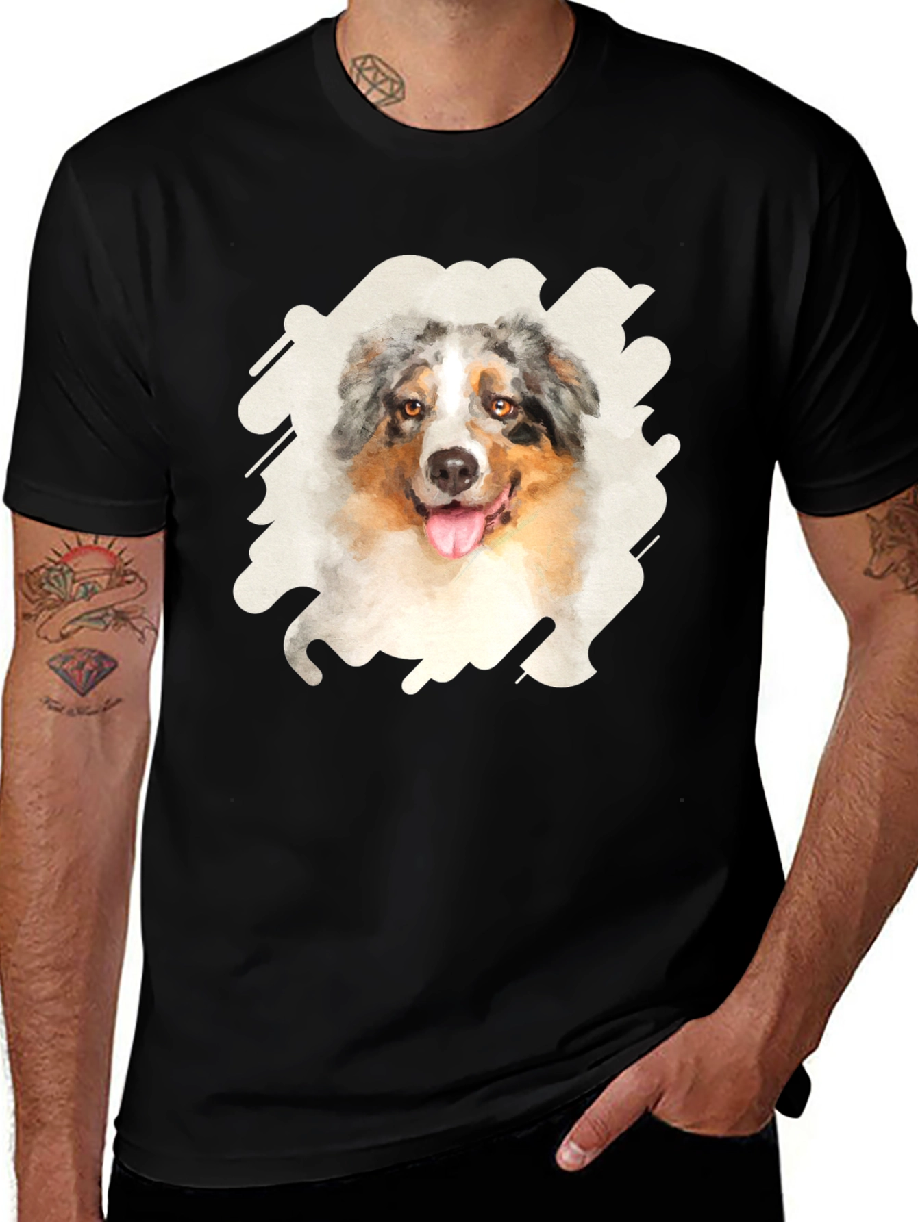 Variant 4 of Dog Lover T-Shirt - Aussie Watercolor Graphic Tee
