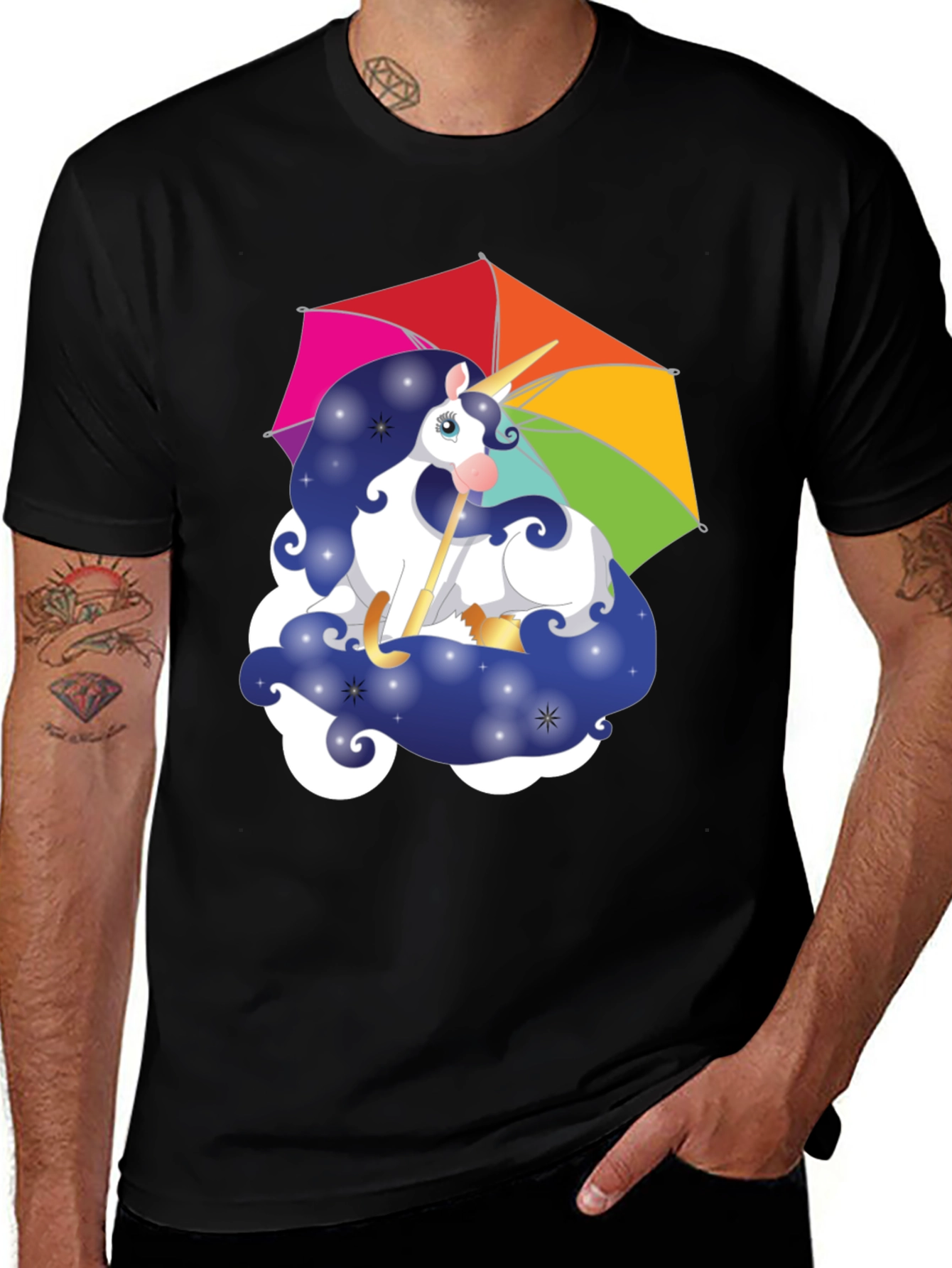 Variant 4 of Unicorn Rainbow Umbrella Graphic Tee
