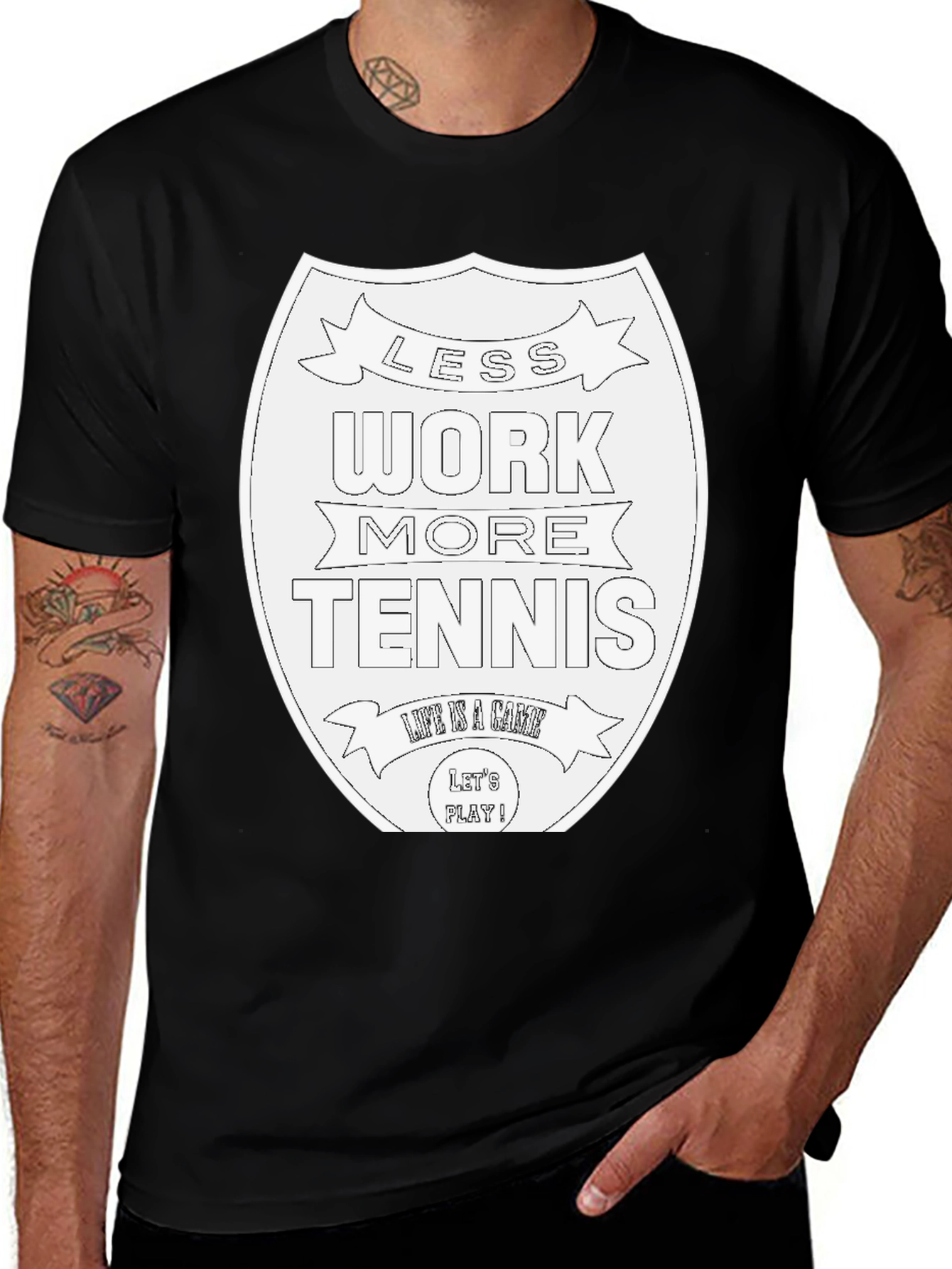 Variant 12 of Less Work More Tennis Graphic Tee