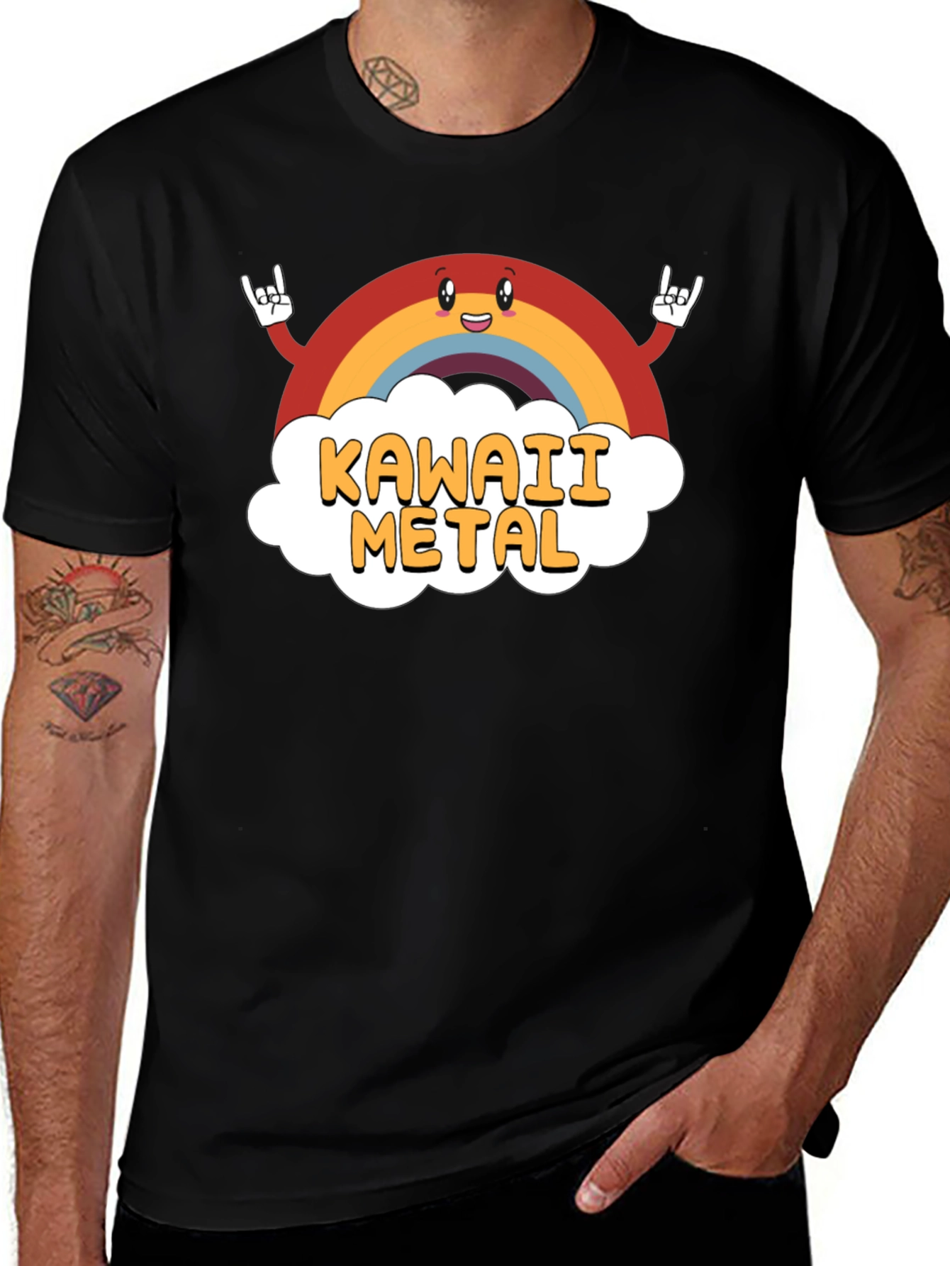 Variant 7 of Kawaii Metal Rainbow Graphic Tee - Soft Cotton Blend